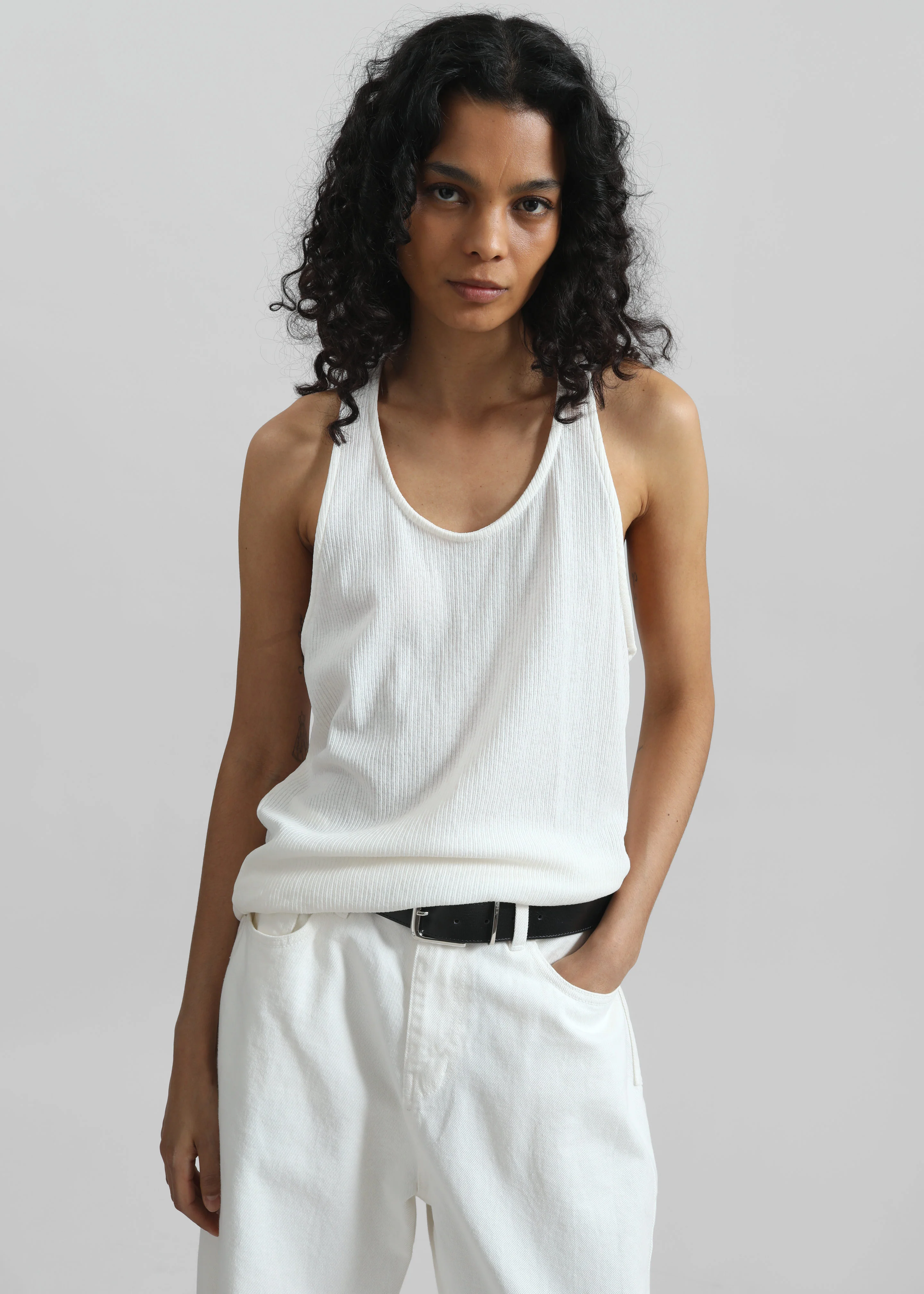 Nox Ribbed Tank Top - White