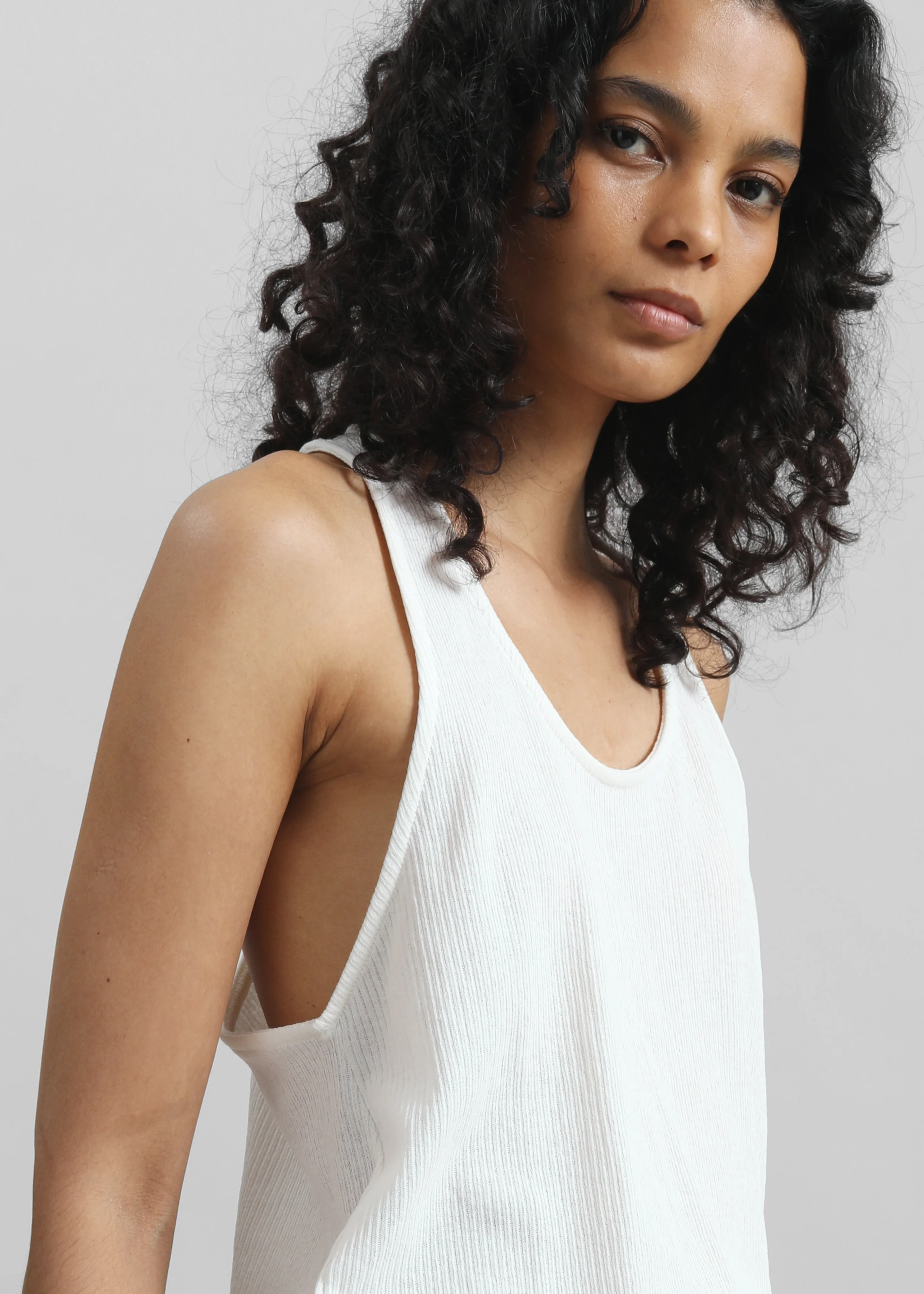 Nox Ribbed Tank Top - White - Image 3