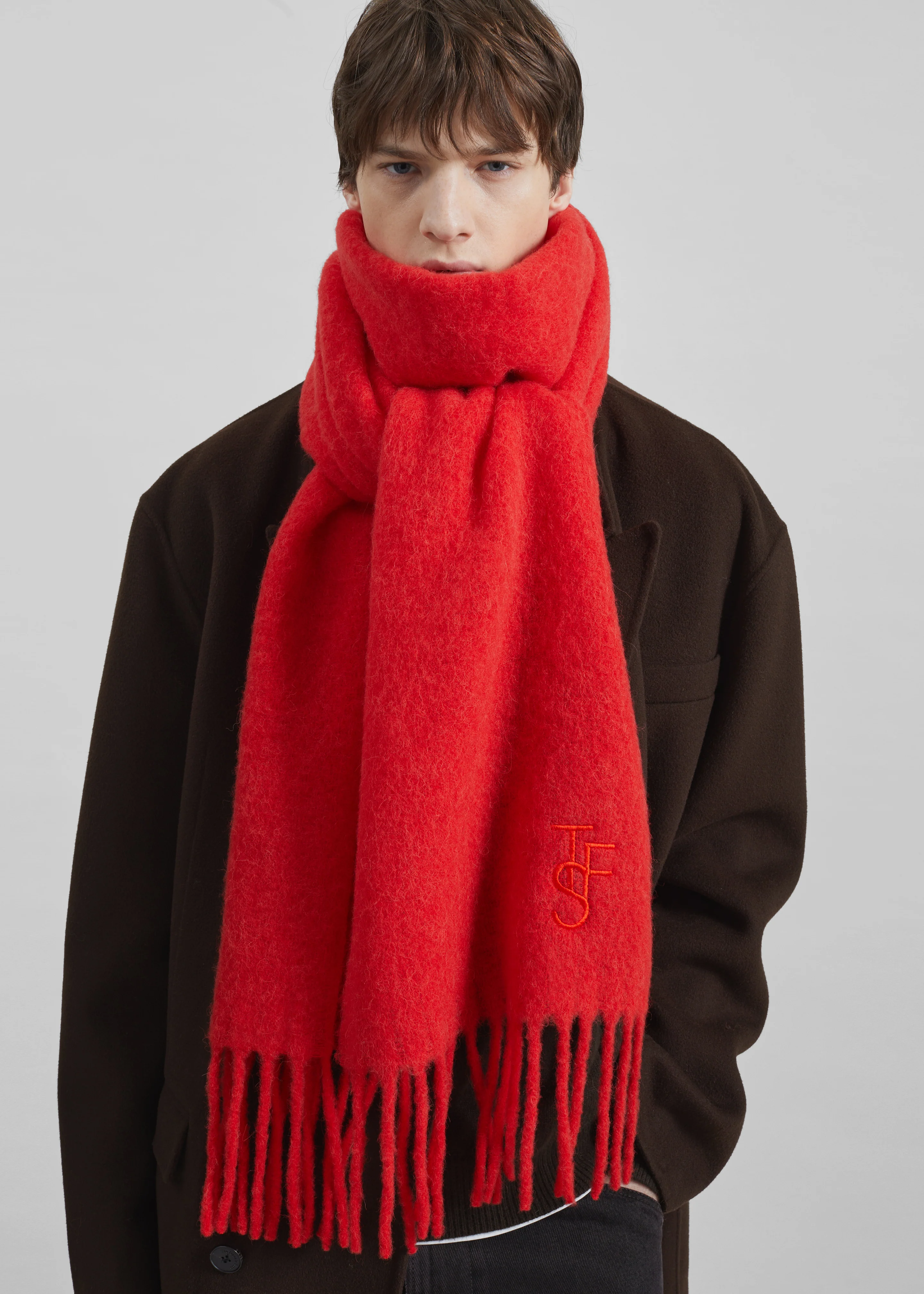 Olari Alpaca Blend Scarf - Red - Image 8