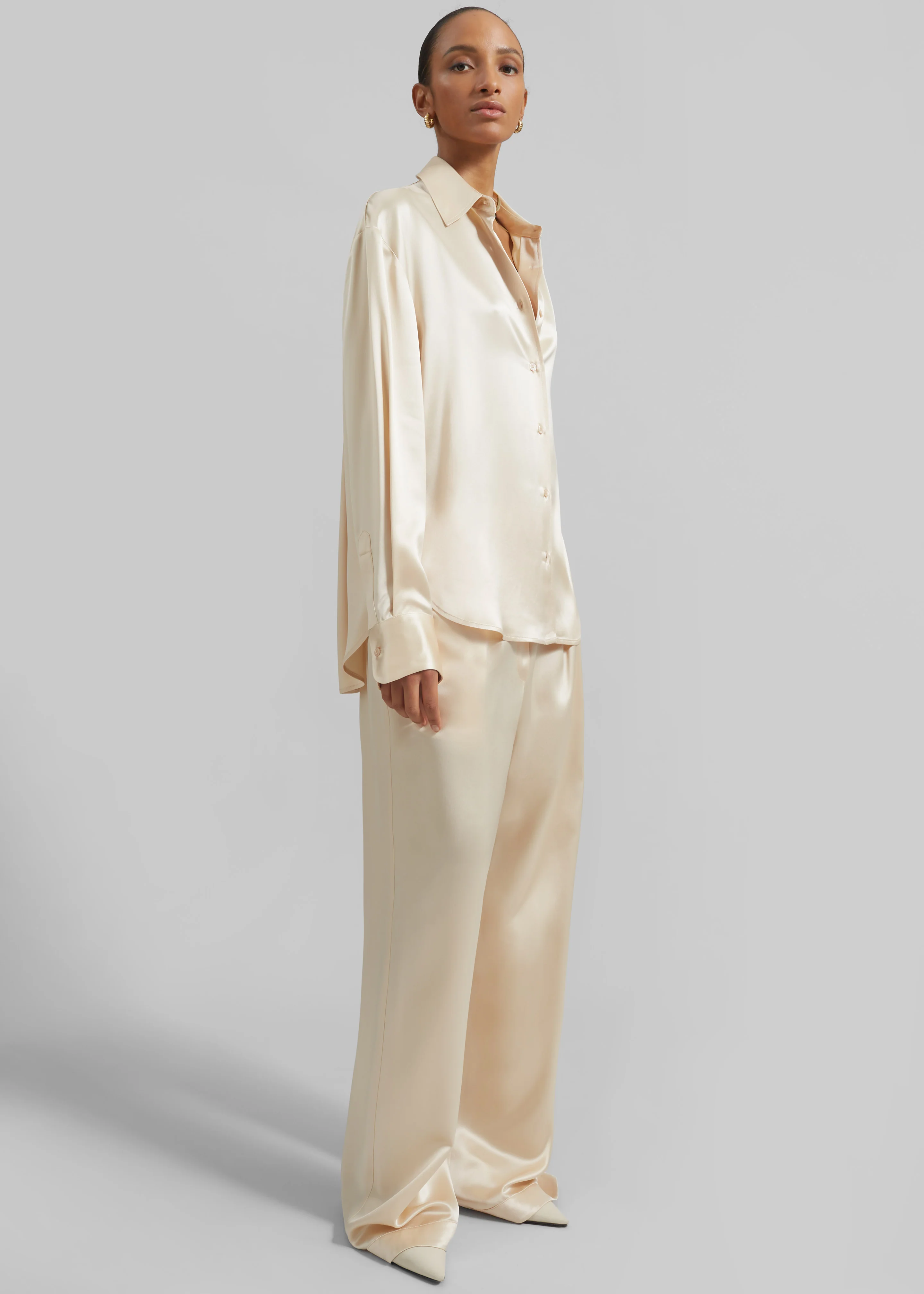 Peri Satin Shirt - Champagne - Image 4
