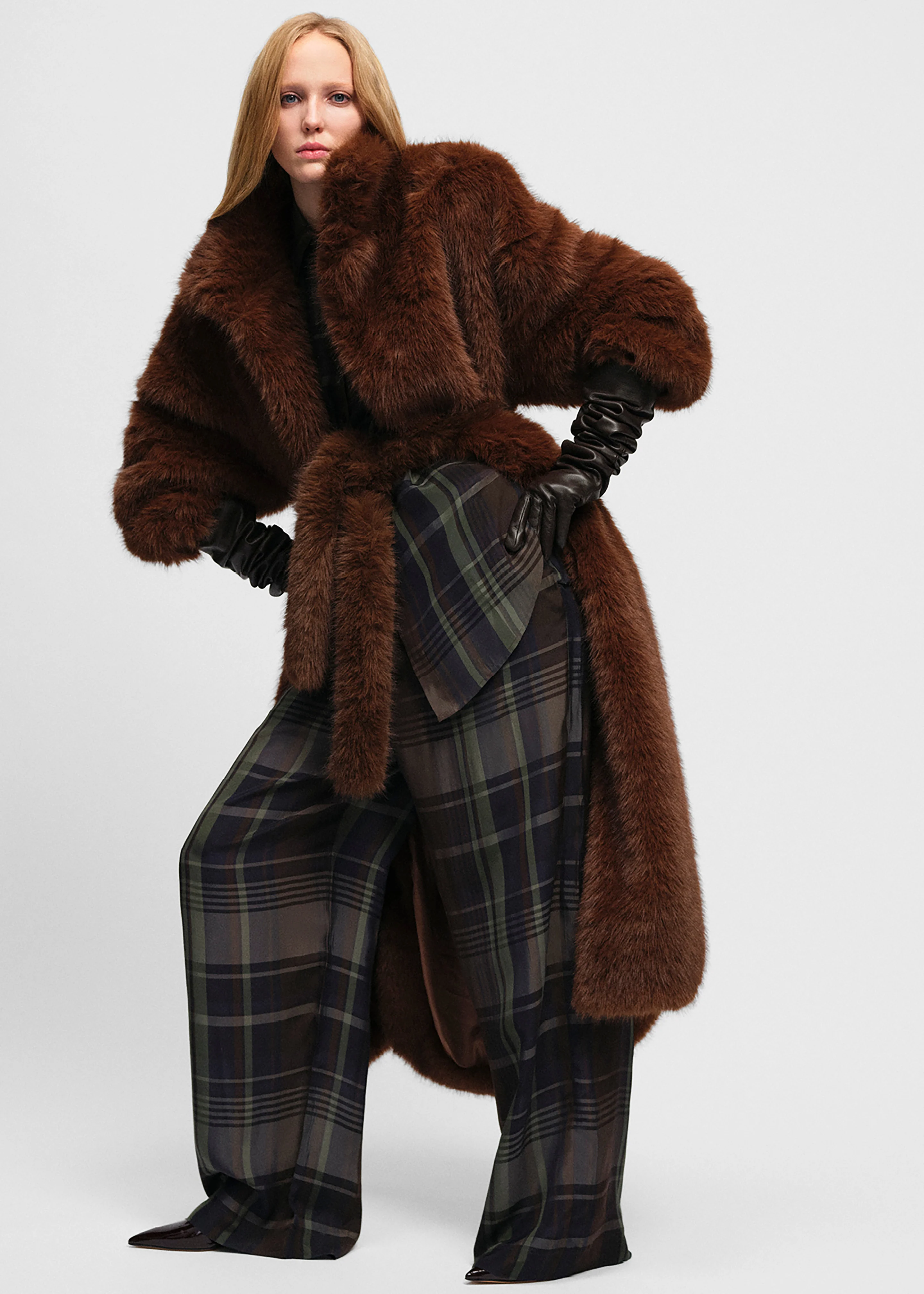 Peri Sheer Fluid Shirt - Navy Tartan - Image 5