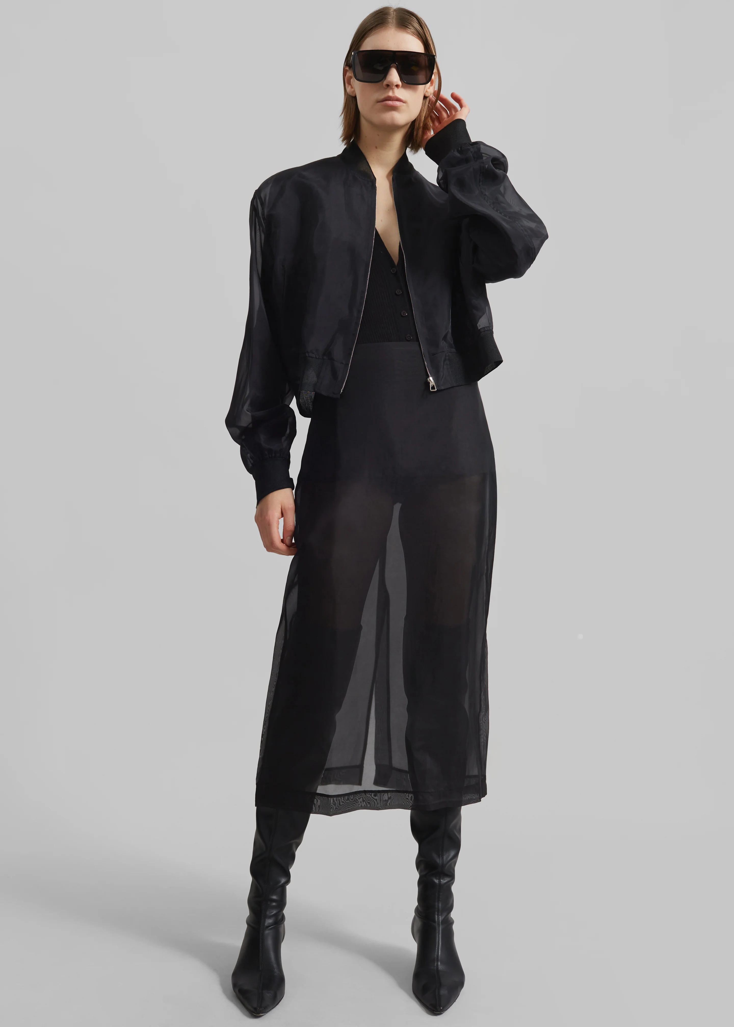 Peri Sheer Midi Skirt - Black - Image 2