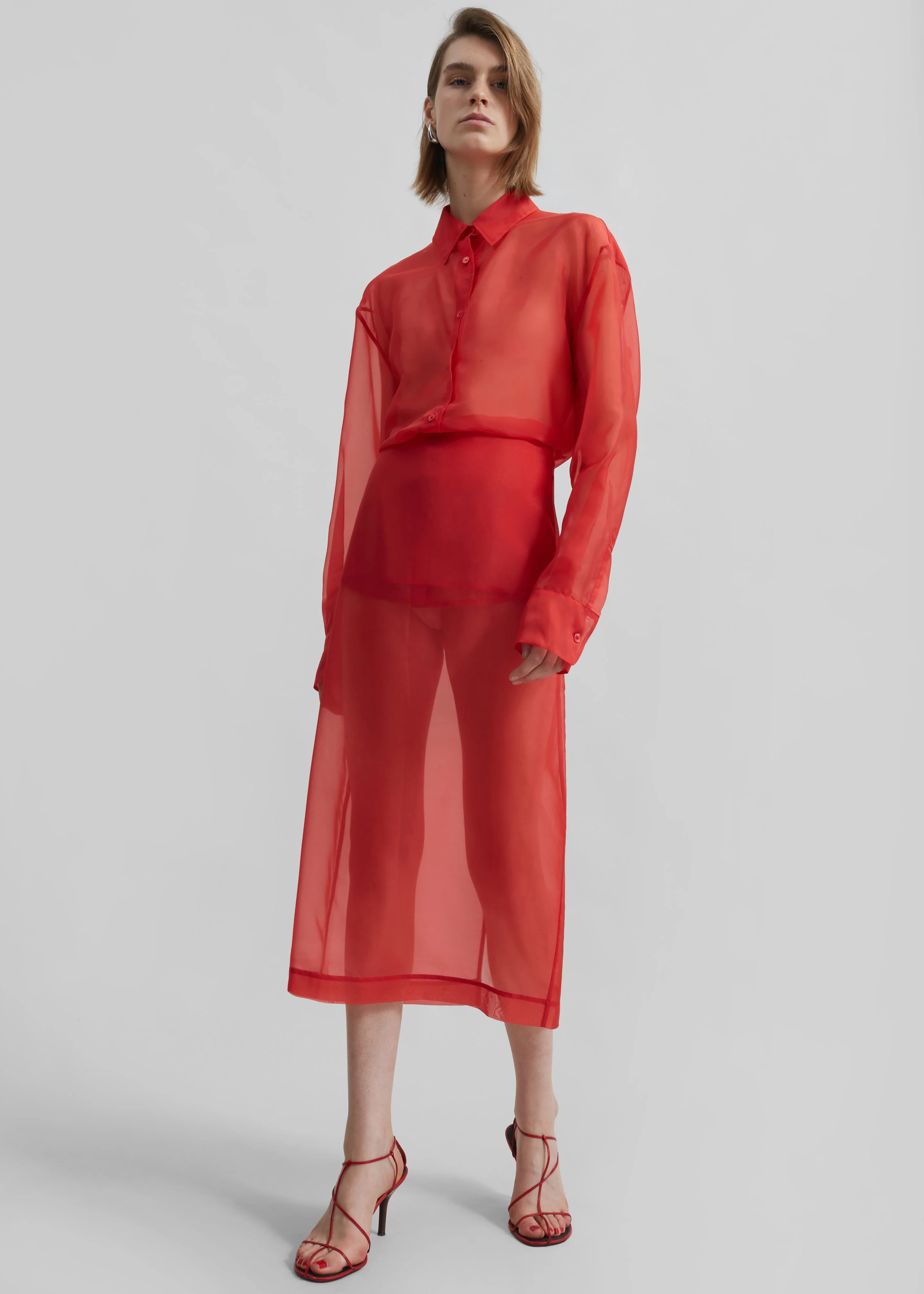 Peri Sheer Shirt - Red - Image 5