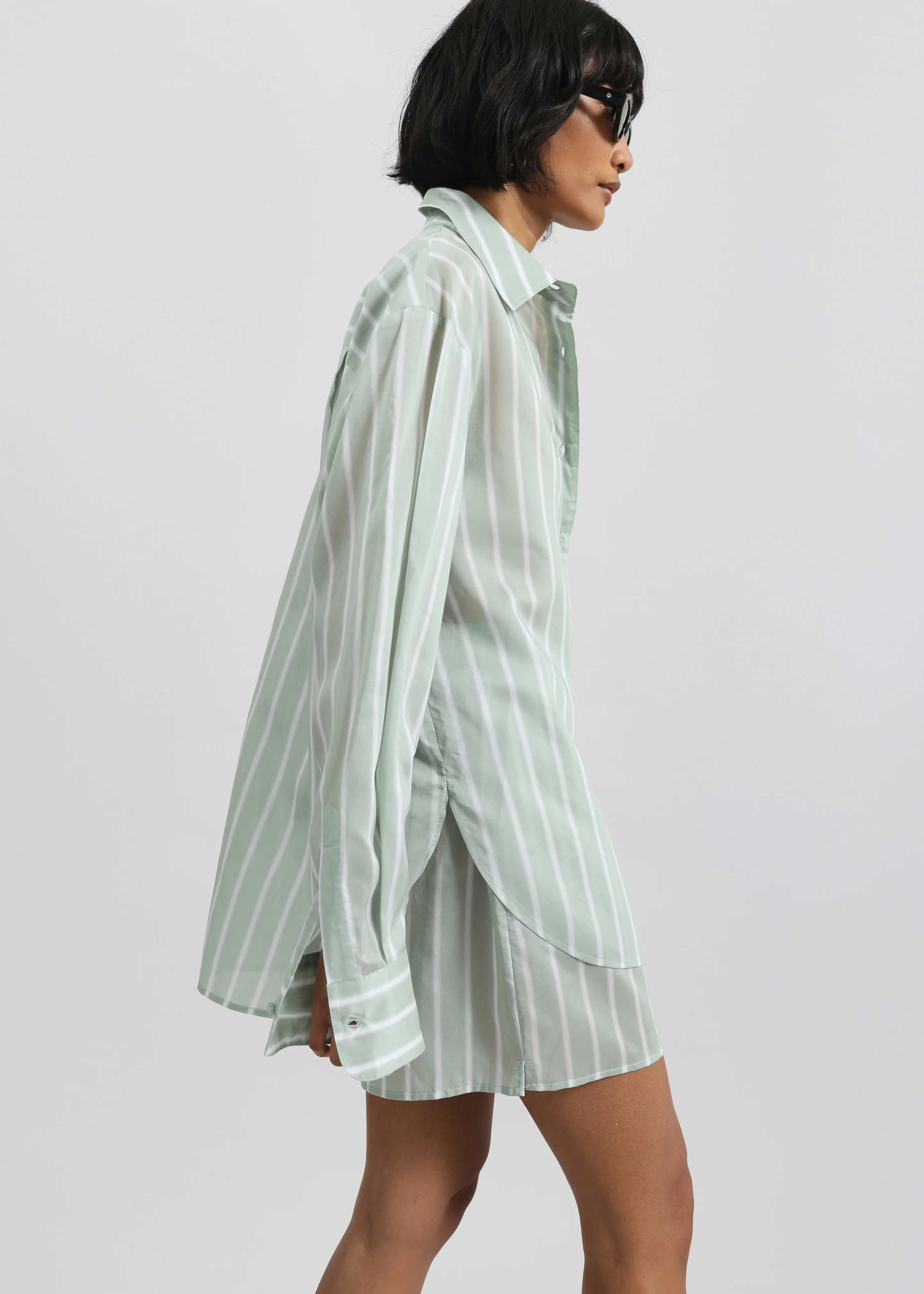 Peri Silk Shirt - Green Stripe