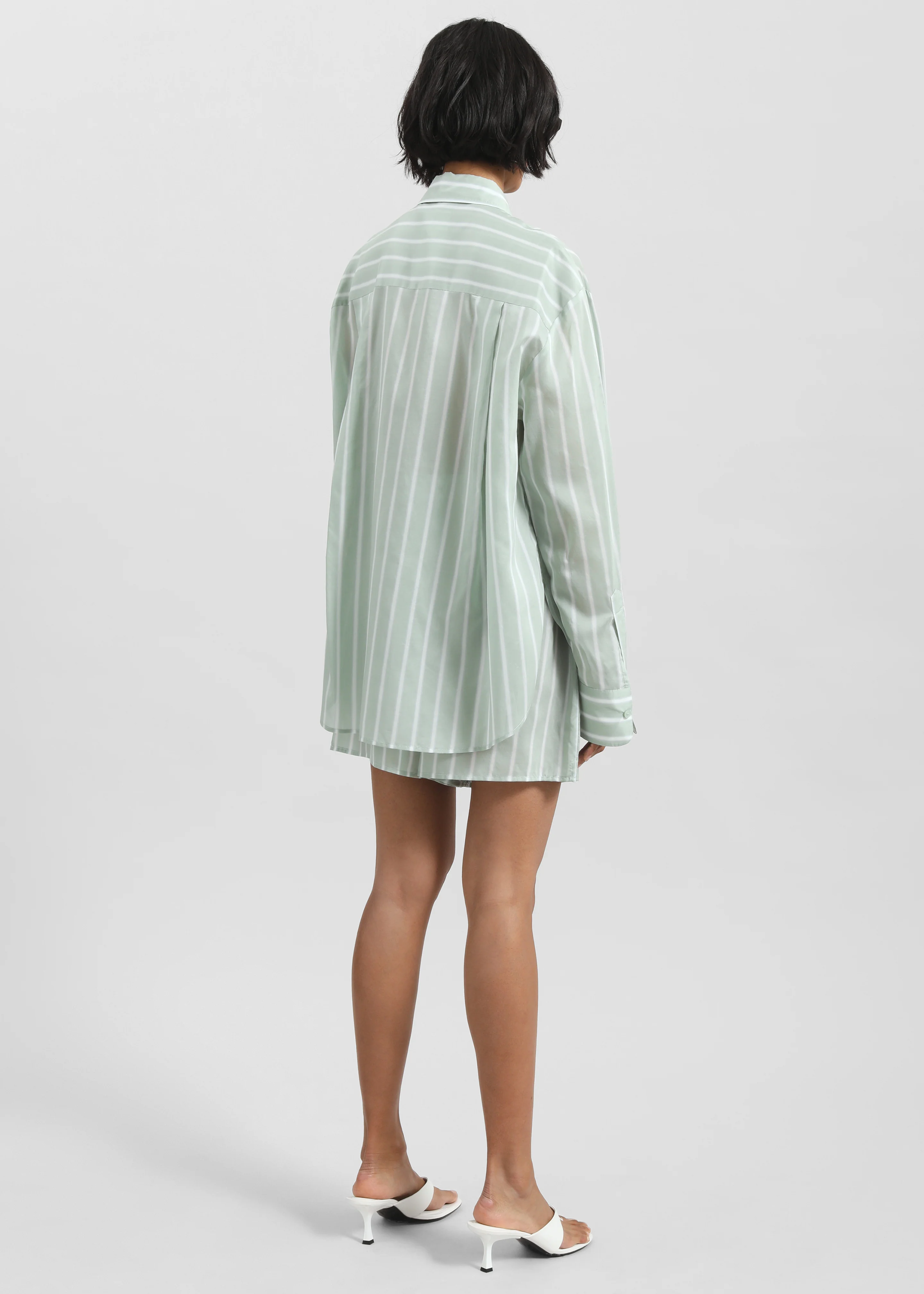 Peri Silk Shirt - Green Stripe - Image 8