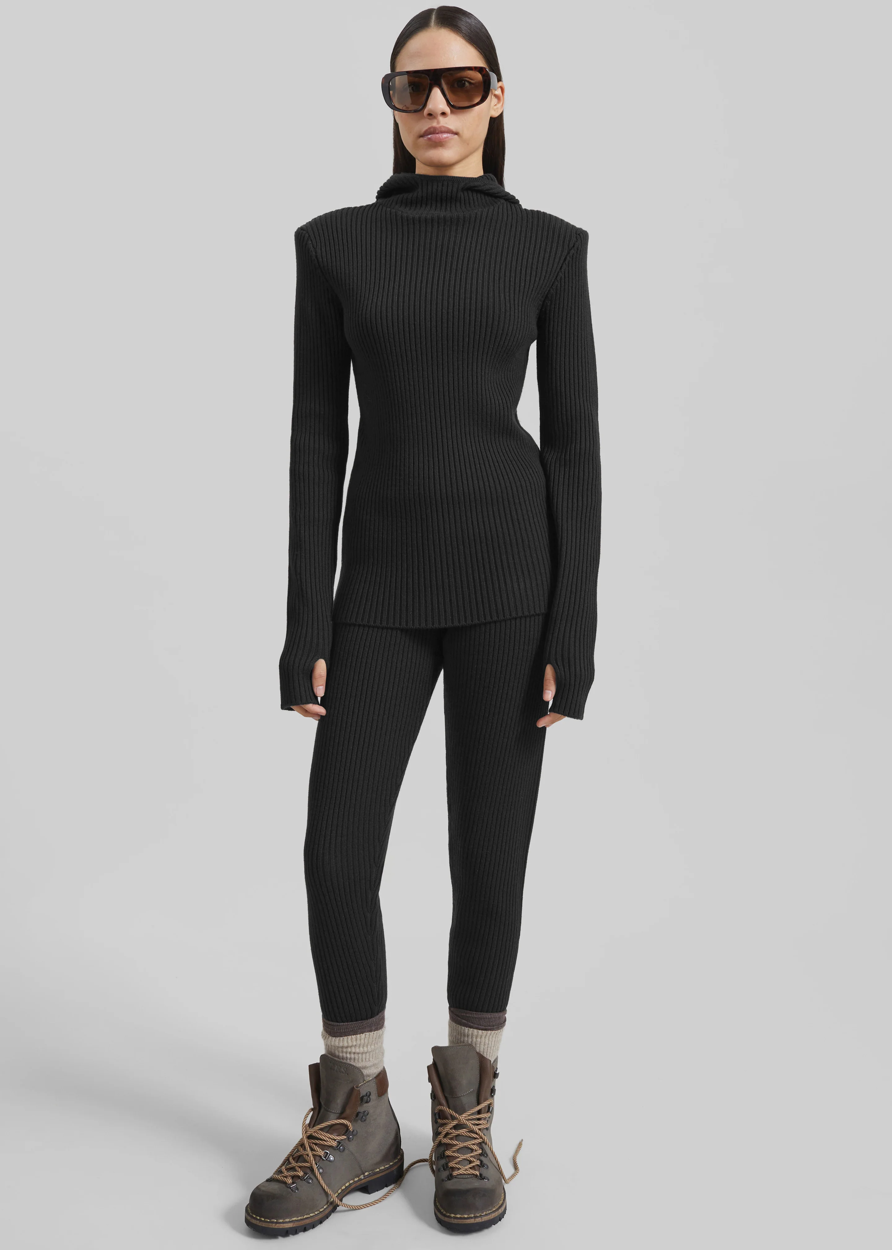 Piuma Knit Stirrup Leggings - Black - Image 4
