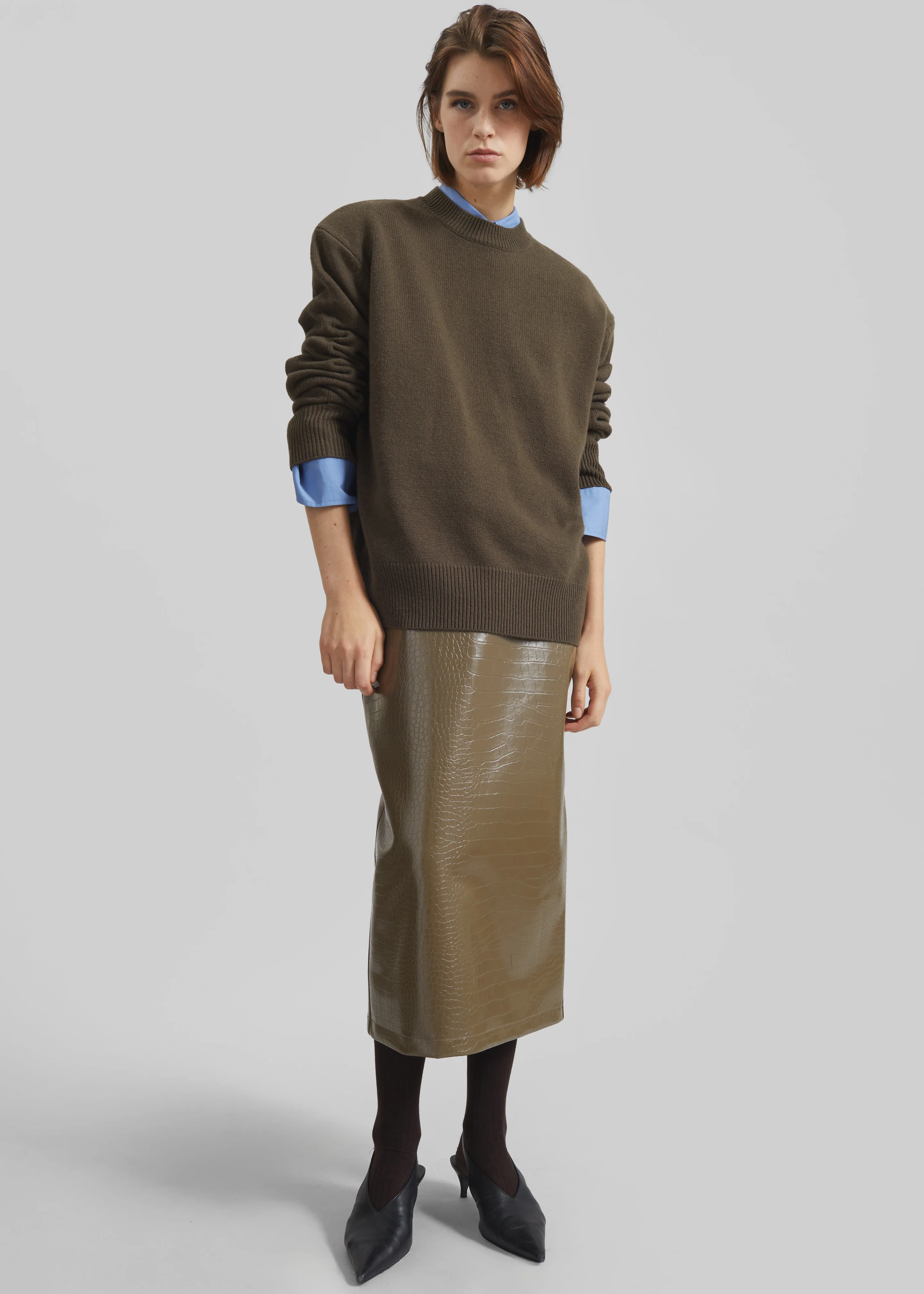 Rafaela Padded Knit Sweater - Olive