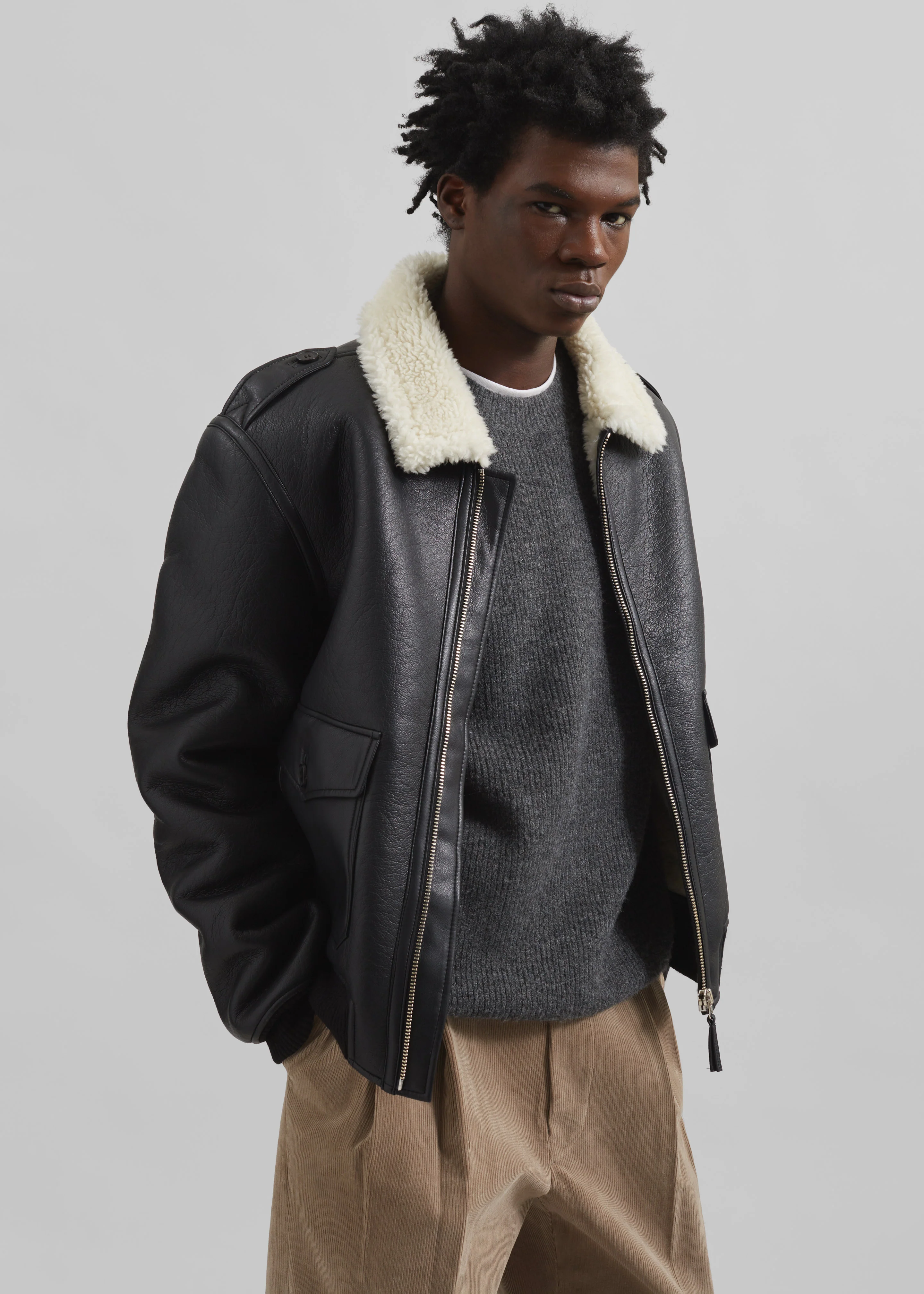 Richter Shearling Jacket - Black - Image 2