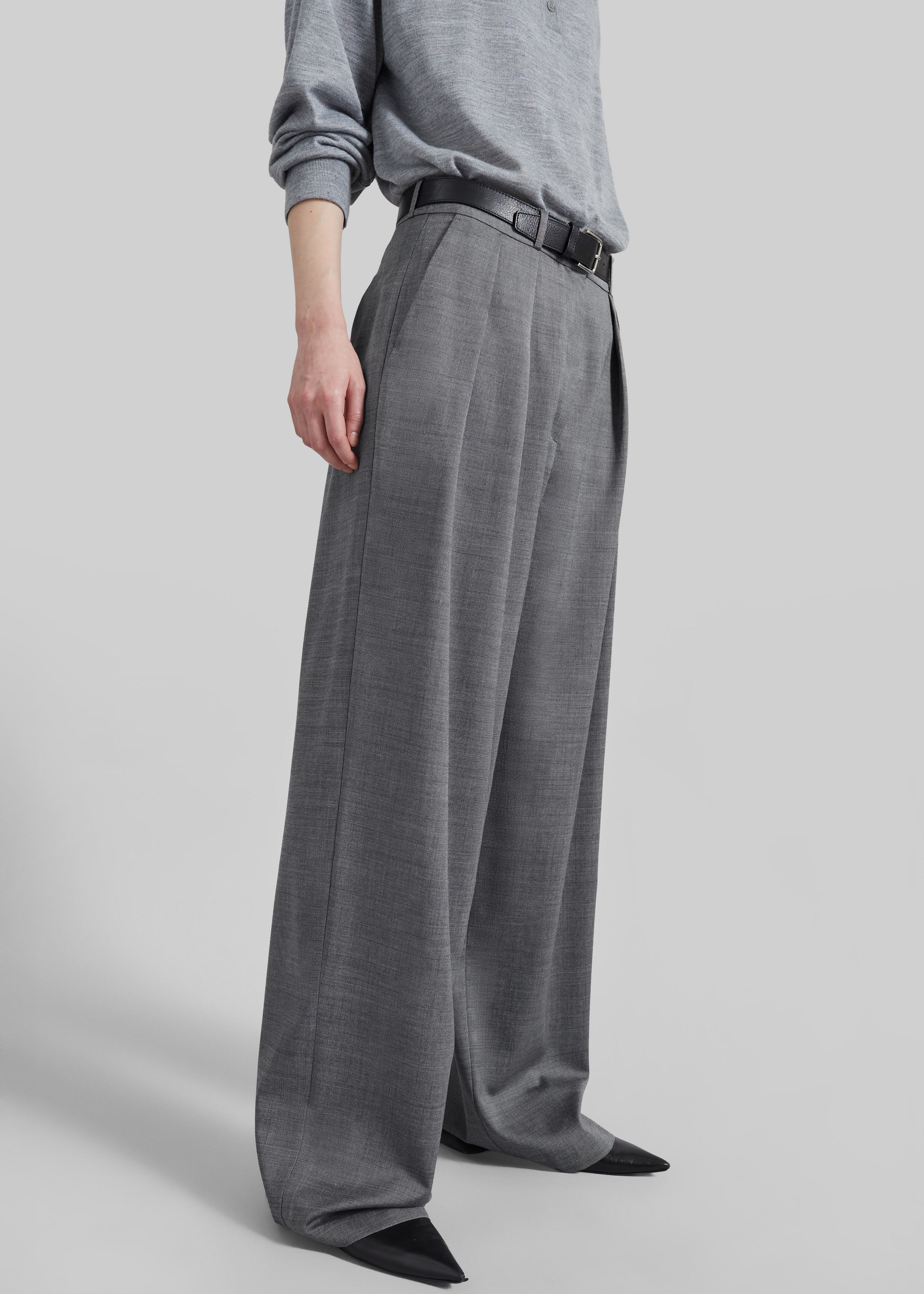Ripley Pleated Trousers - Grey Melange - Image 13