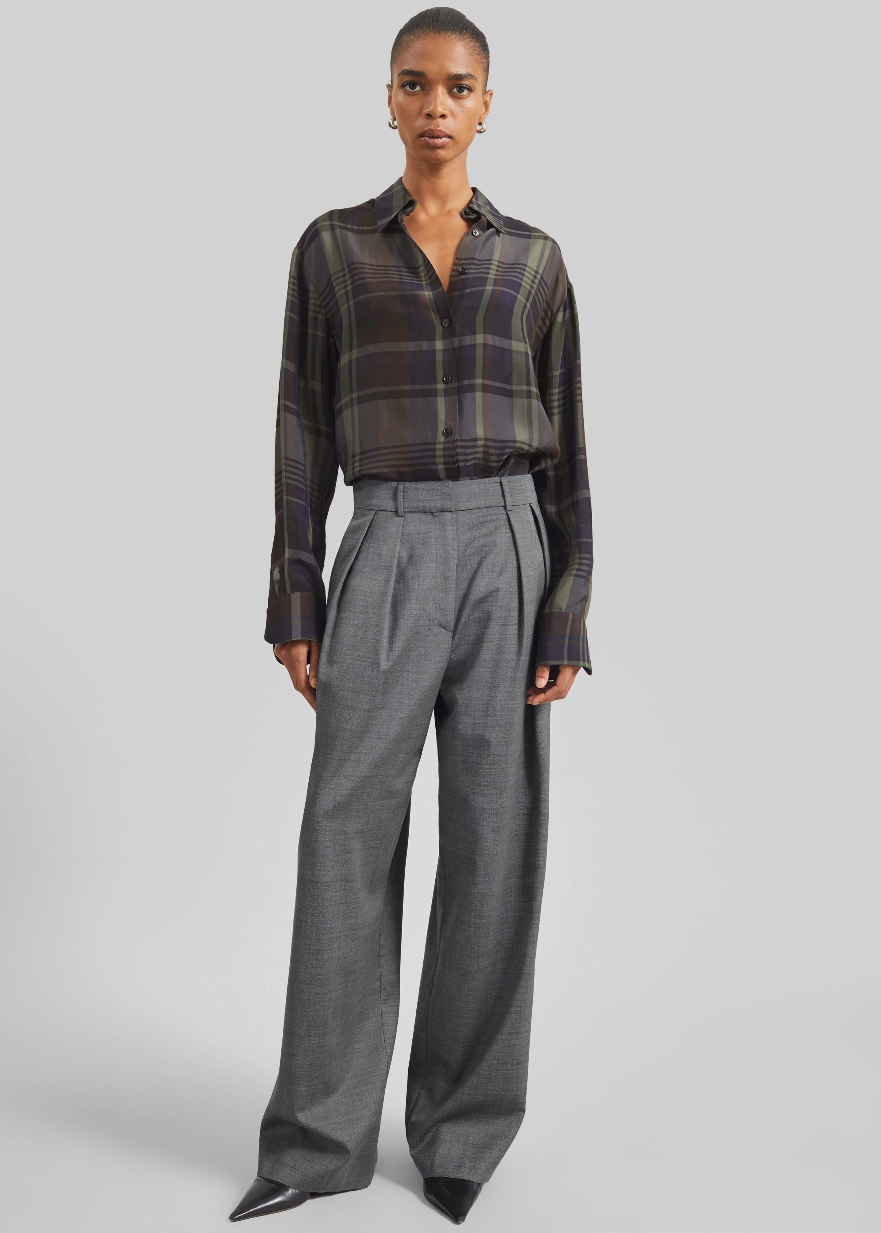 Ripley Pleated Trousers - Grey Melange - Image 6