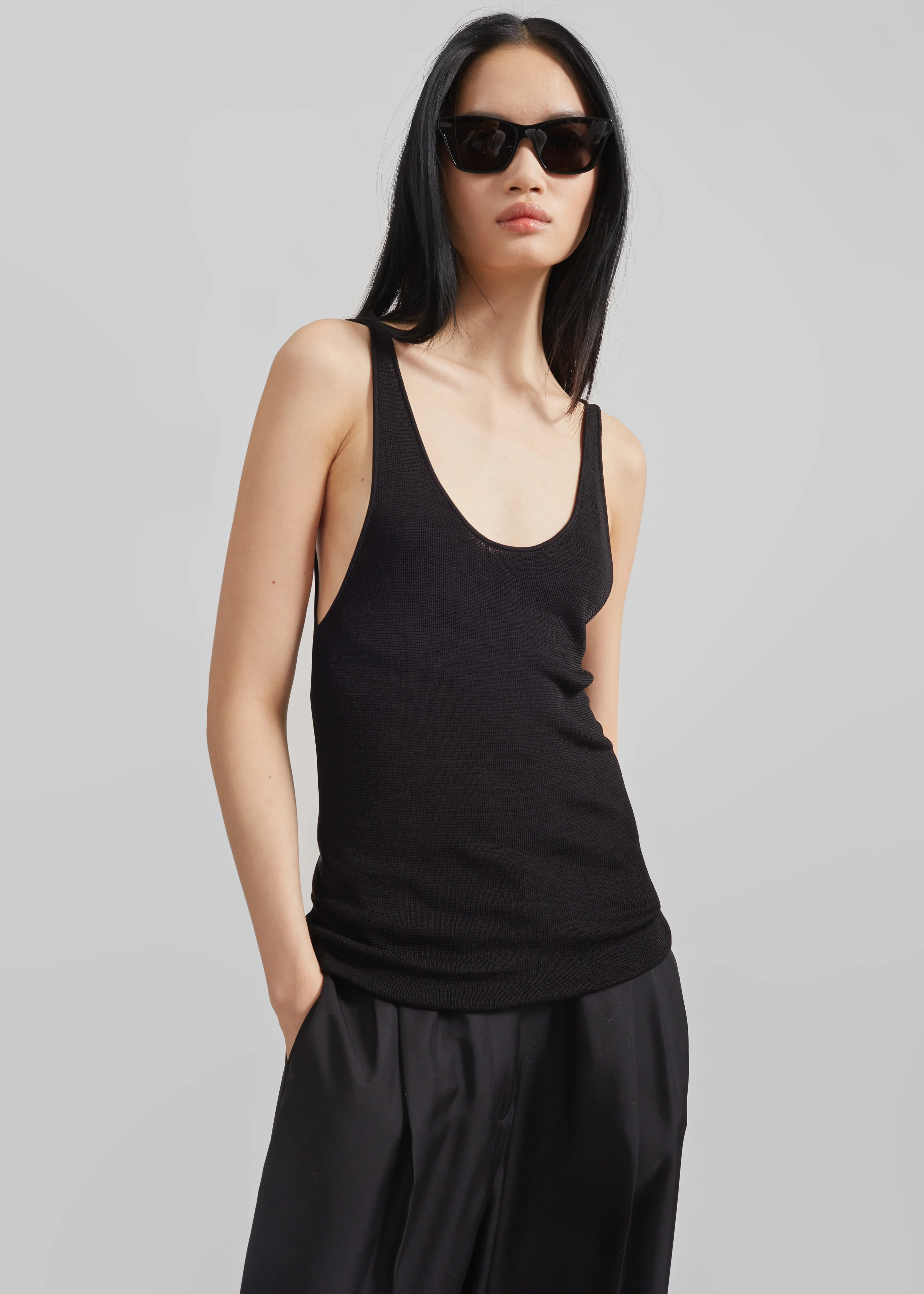 Rivo Knit Tank Top - Black - Image 4