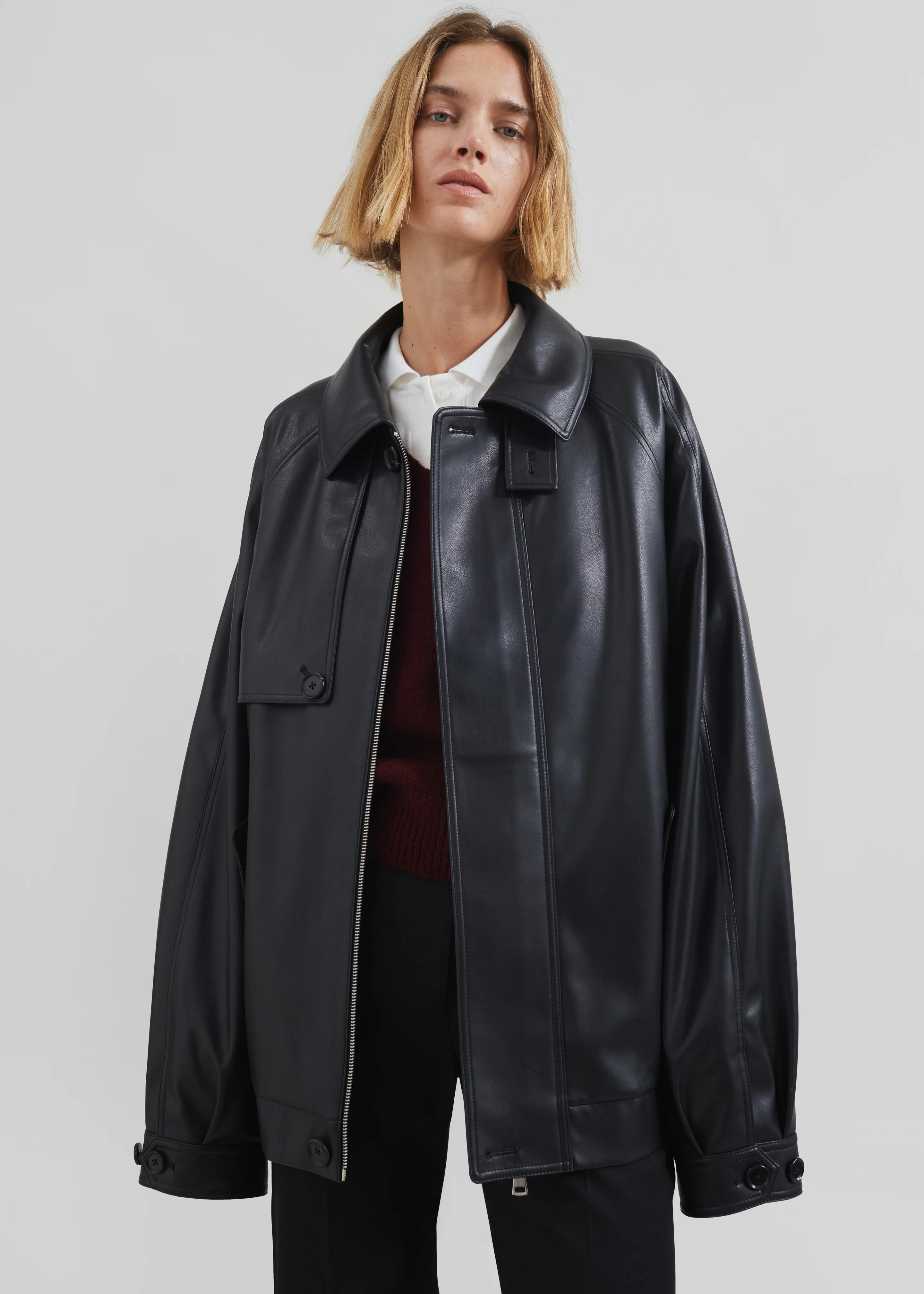 Roisin Faux Leather Jacket - Black - Image 3