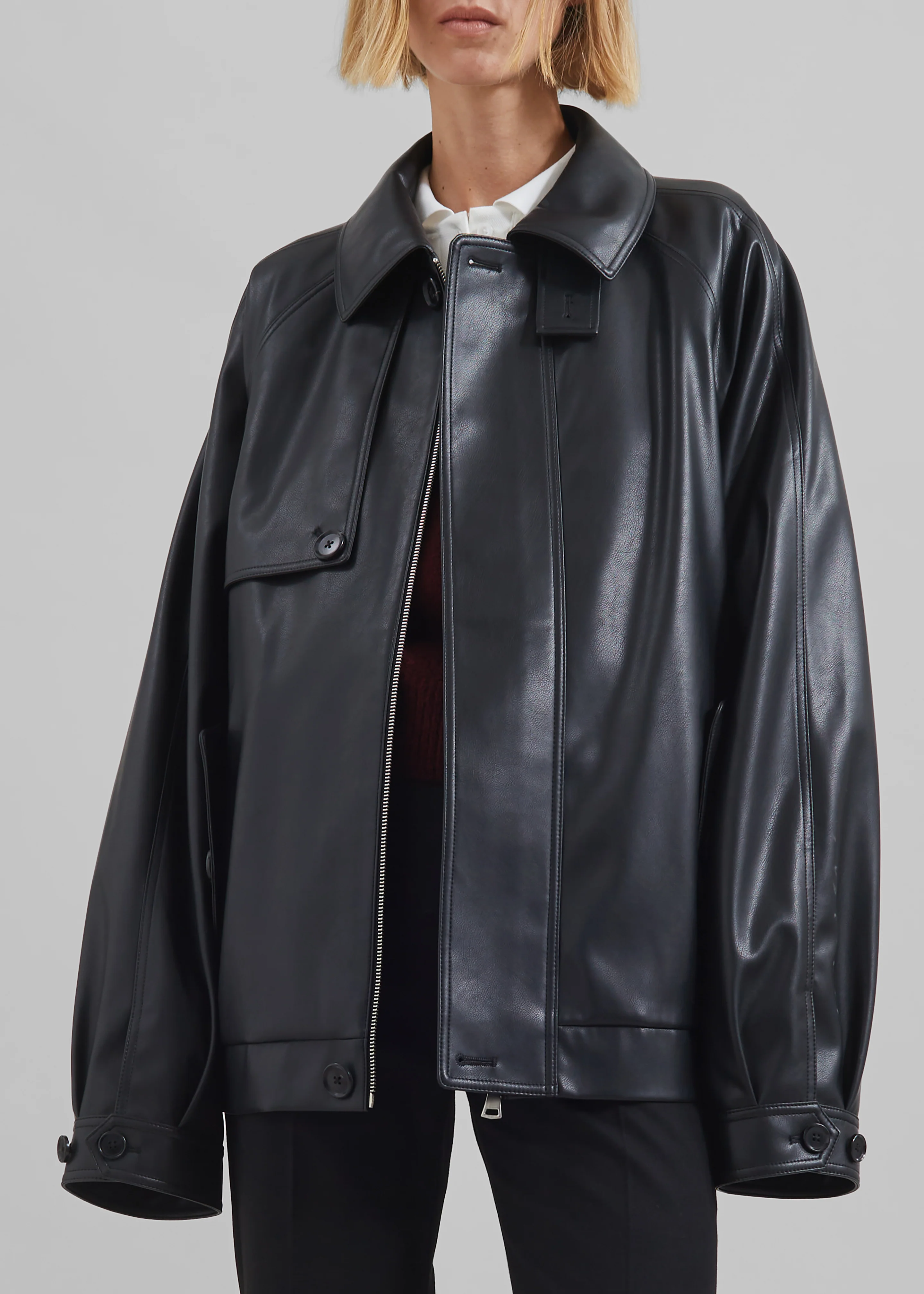 Roisin Faux Leather Jacket - Black - Image 4