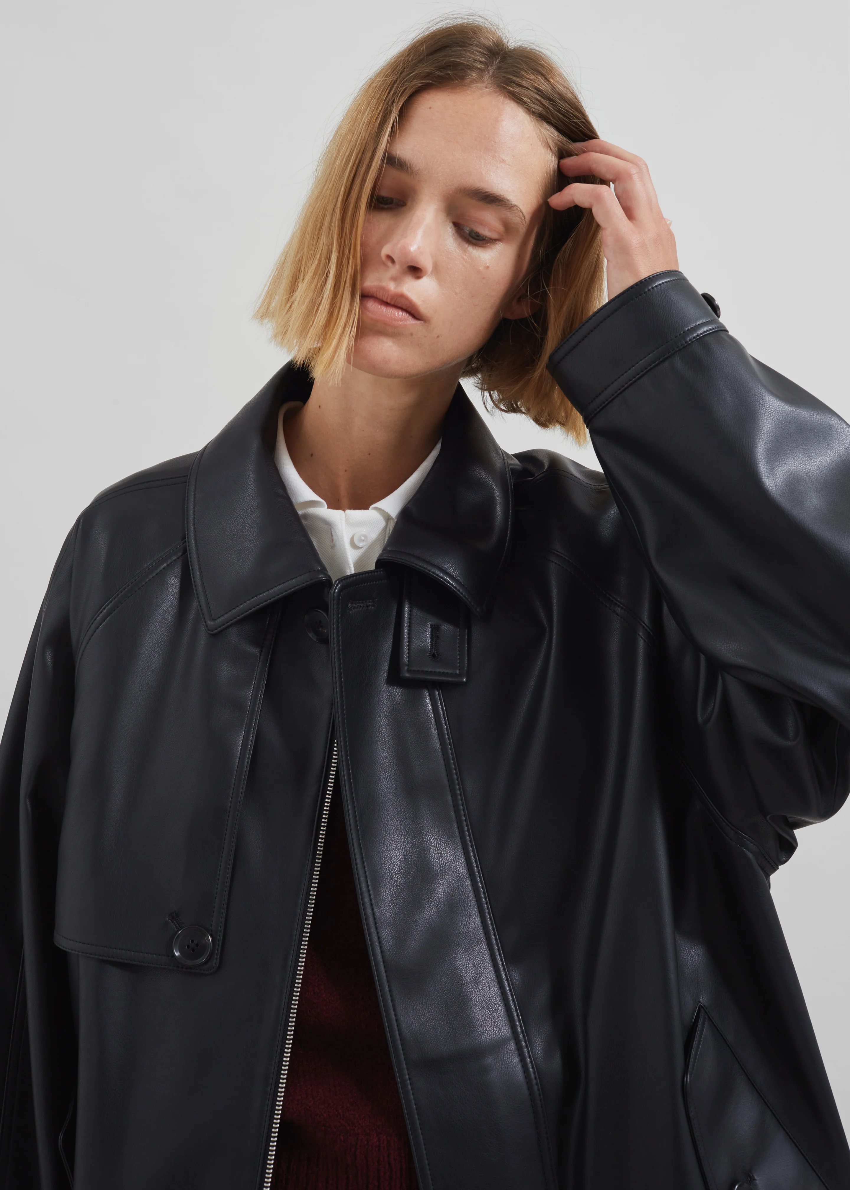 Roisin Faux Leather Jacket - Black - Image 6