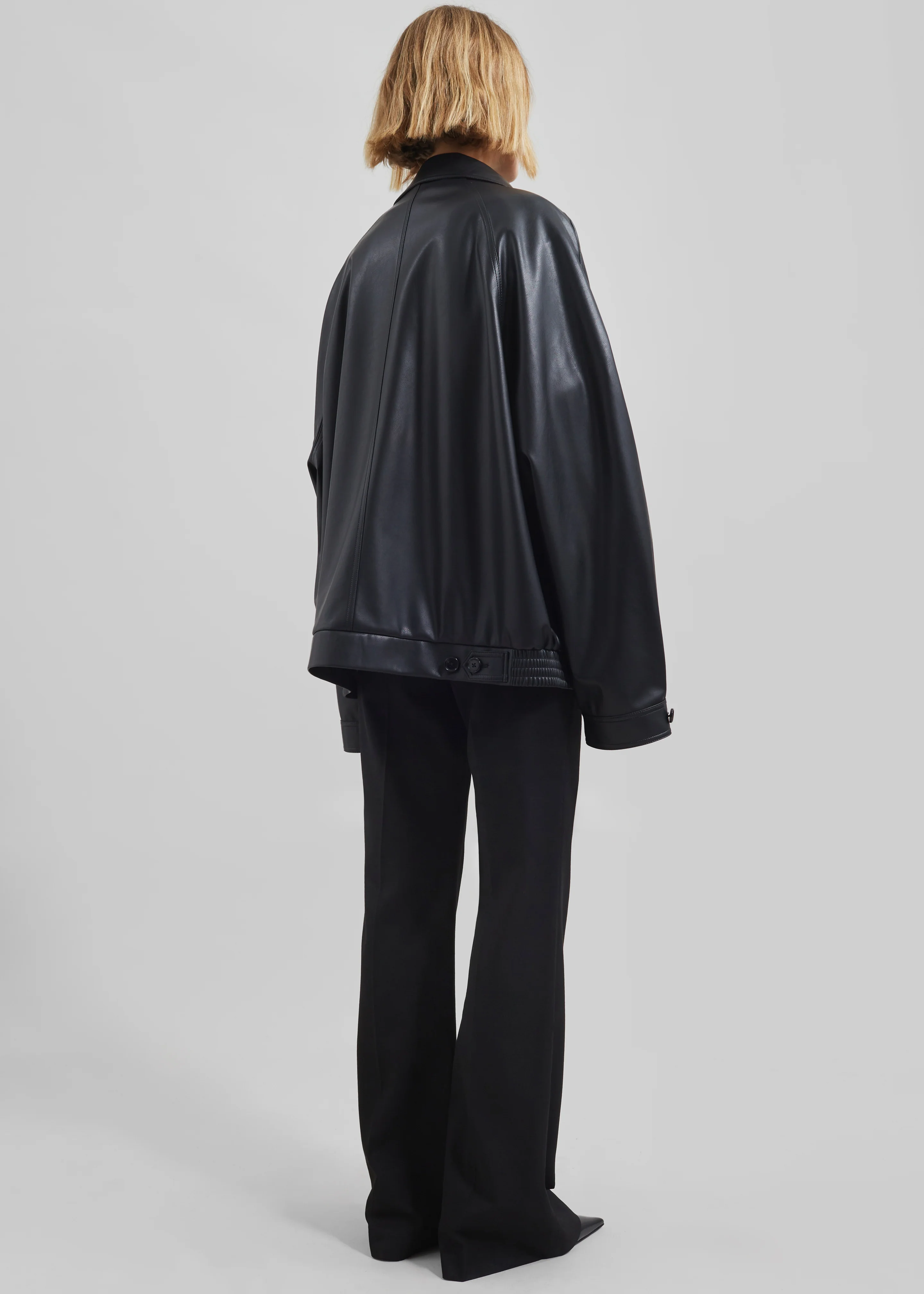 Roisin Faux Leather Jacket - Black - Image 8