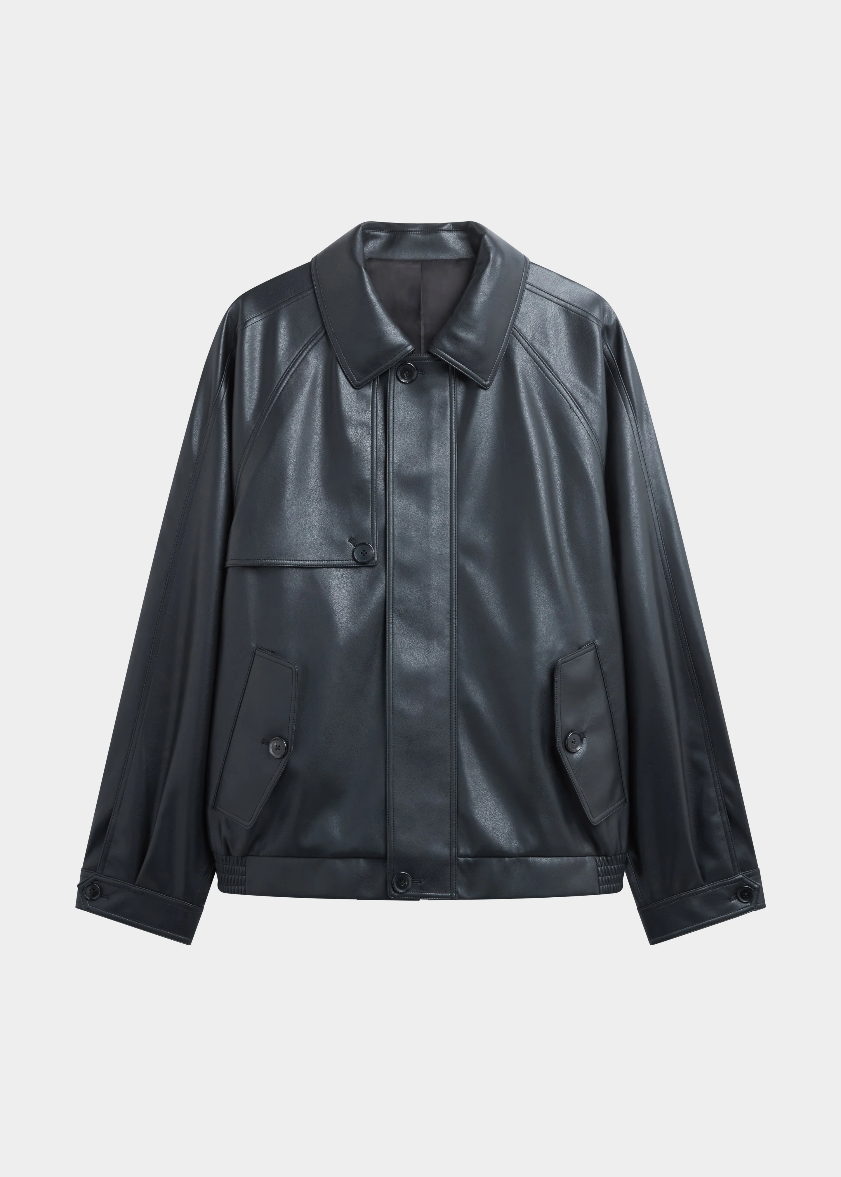 Roisin Faux Leather Jacket - Black - Image 9