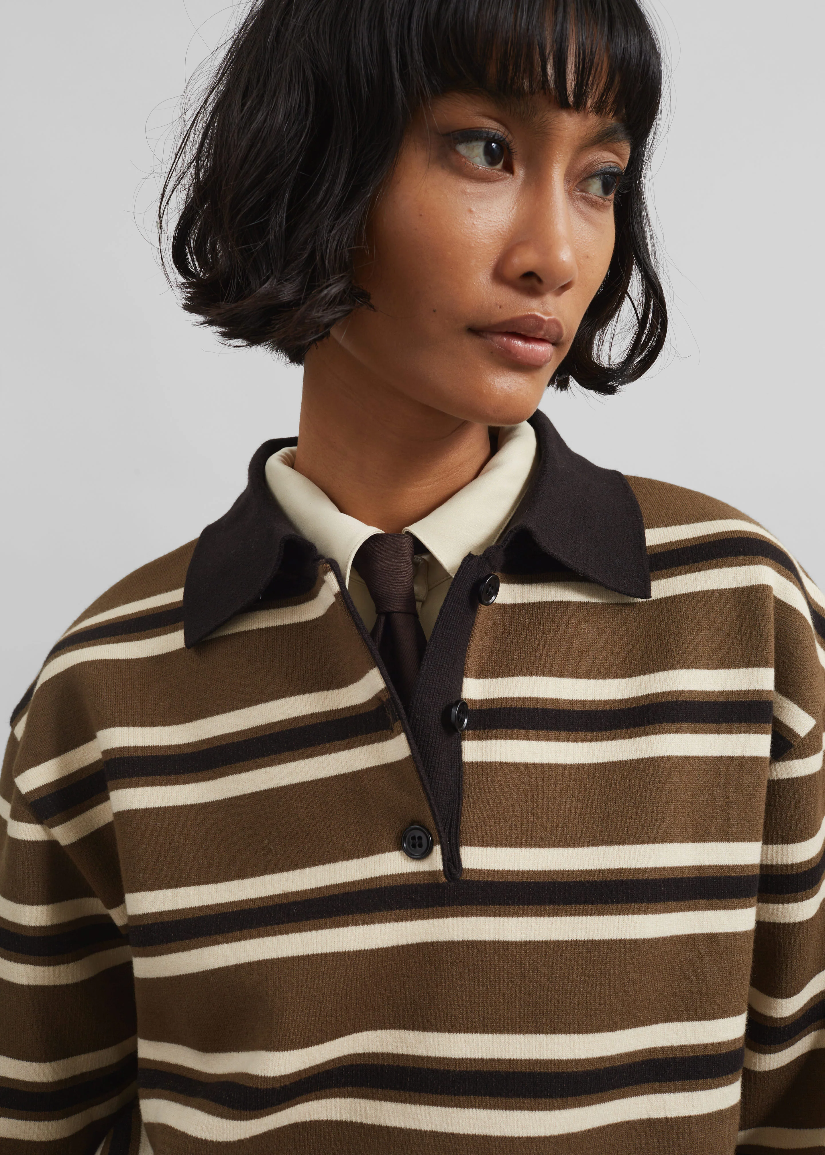 Royan Striped Polo - Khaki Multi Stripe - Image 2