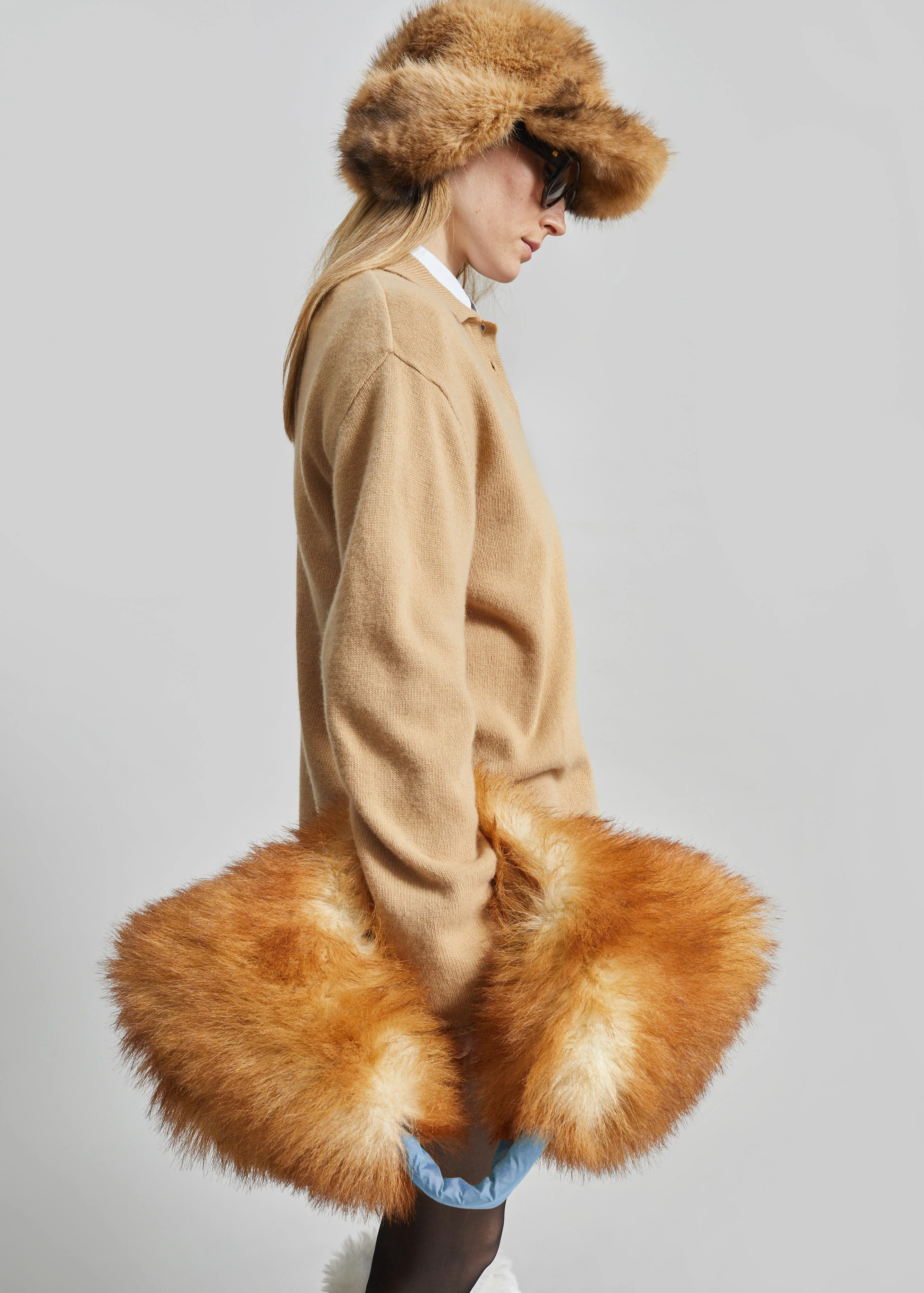 Sella Faux Fur Bag - Camel - Image 3