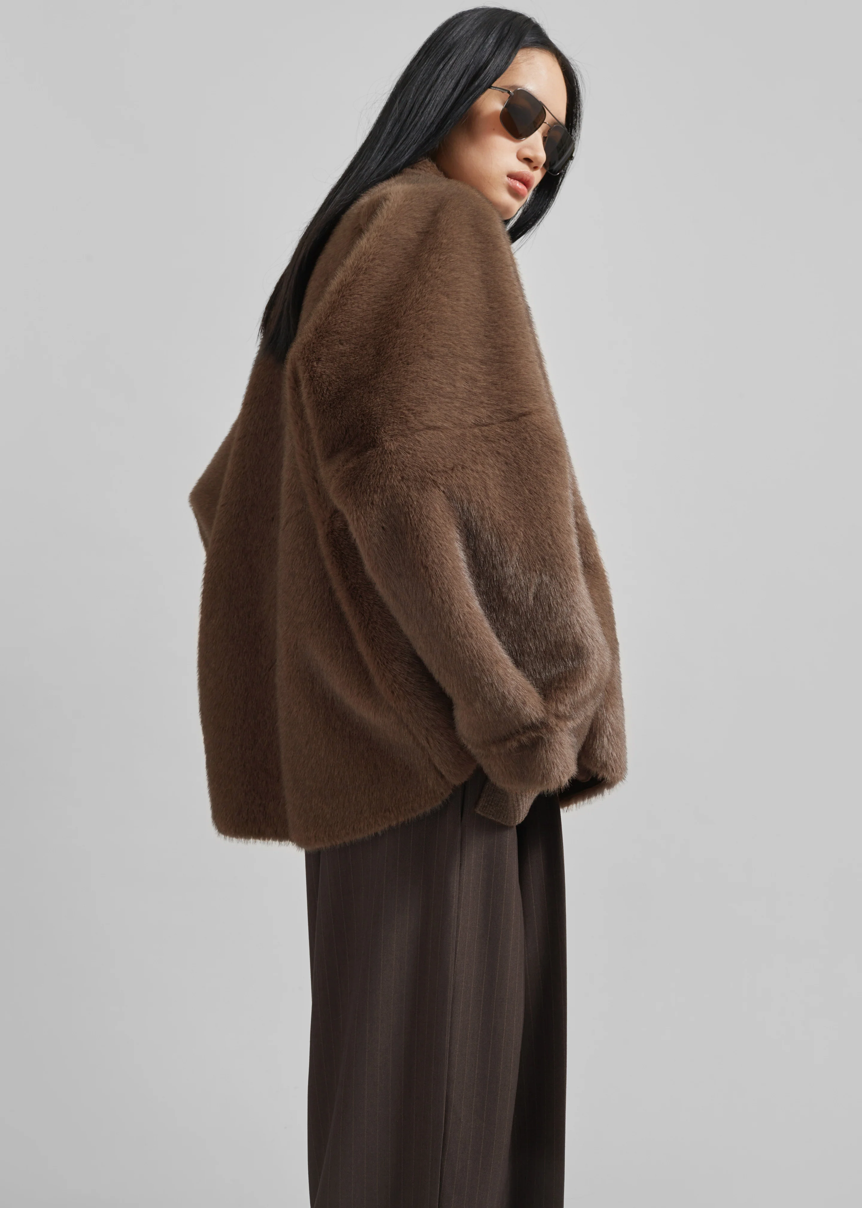 Senja Faux Fur Jacket - Brown - Image 4