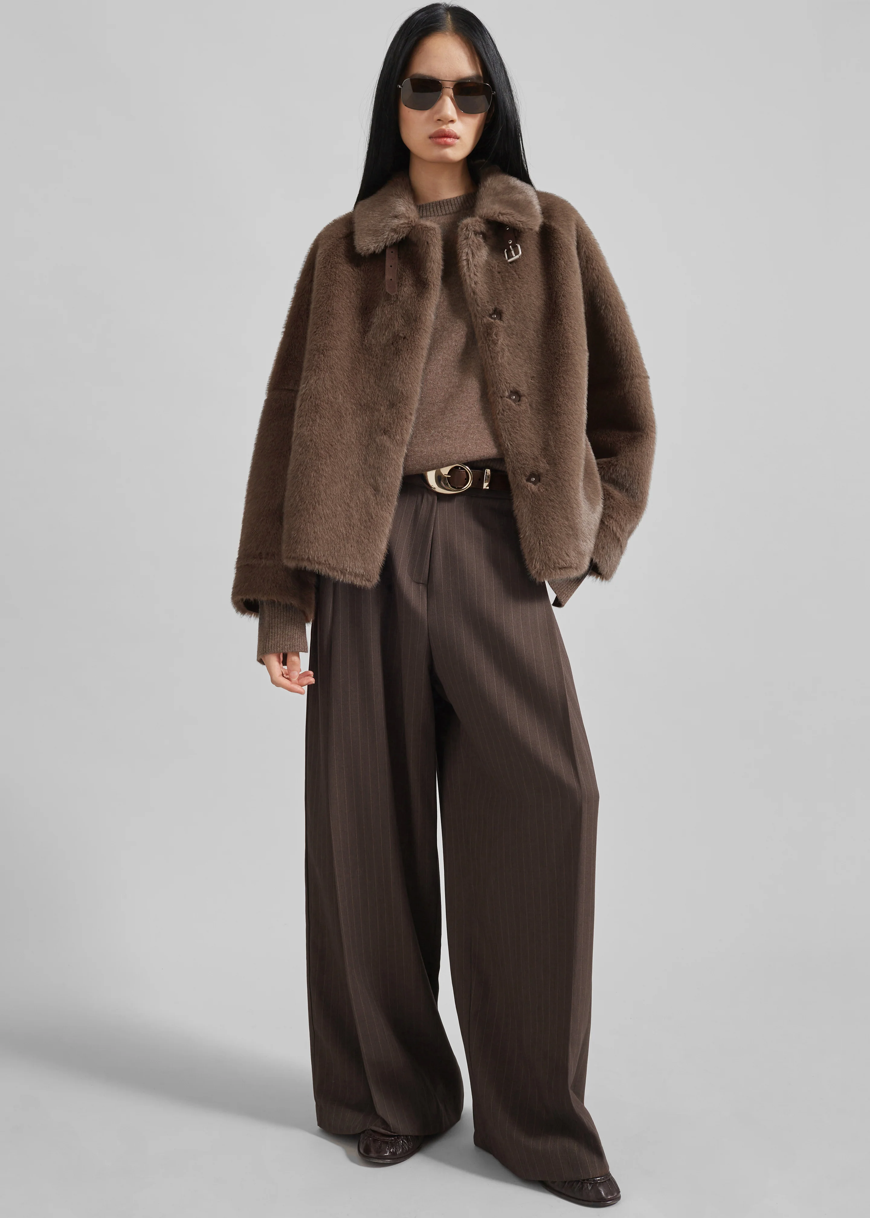 Senja Faux Fur Jacket - Brown - Image 7