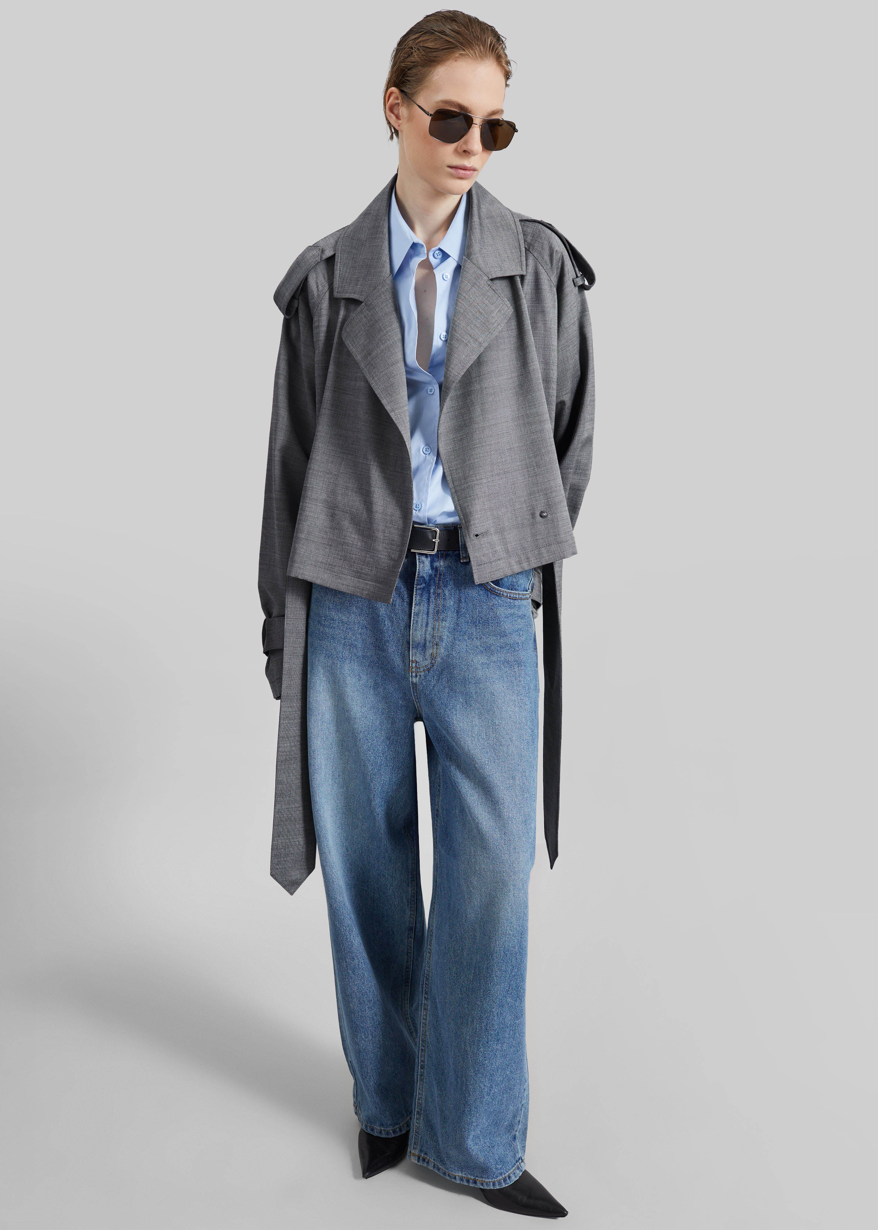 Simona Short Trench - Grey Melange - Image 14