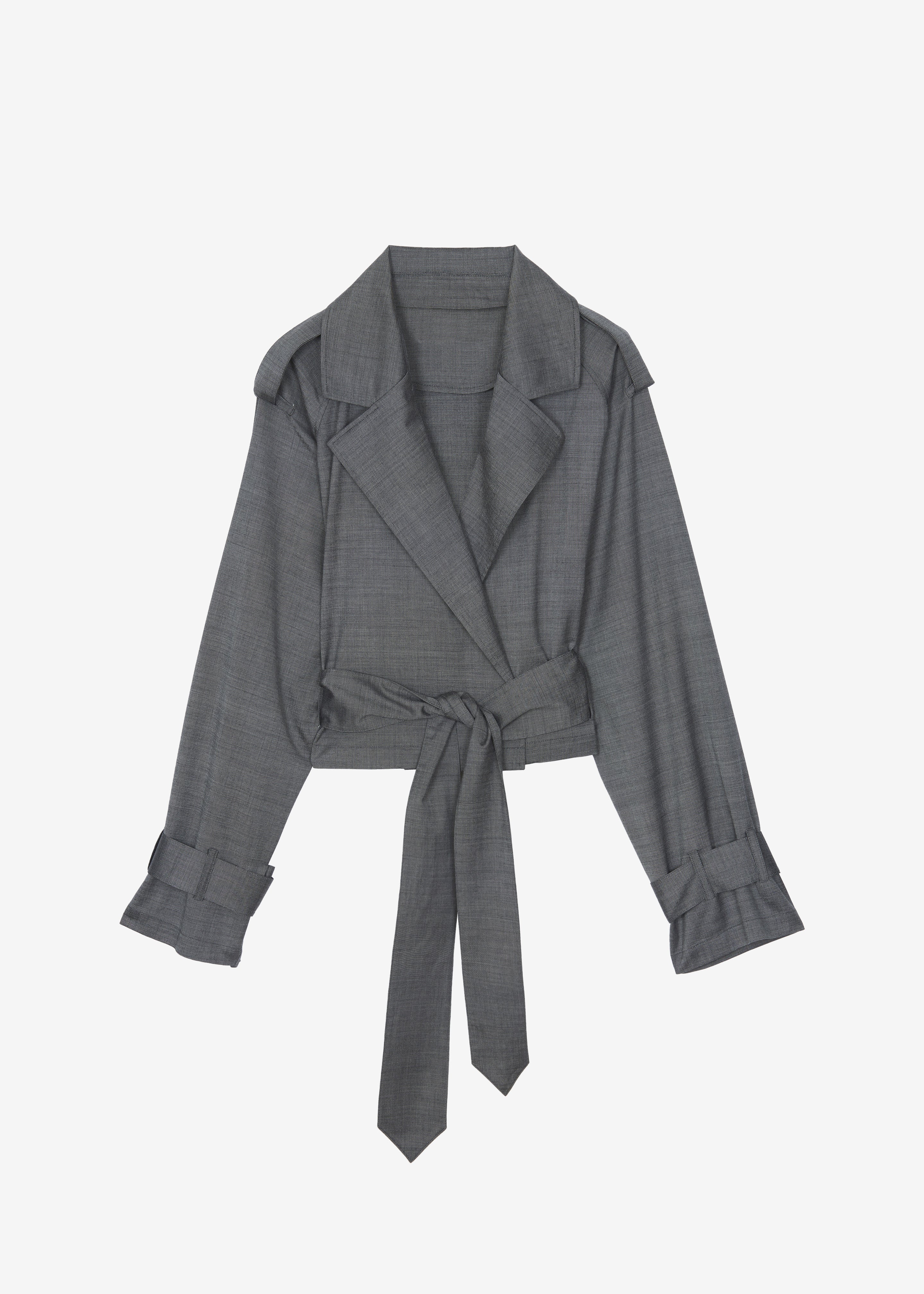Simona Short Trench - Grey Melange - Image 17