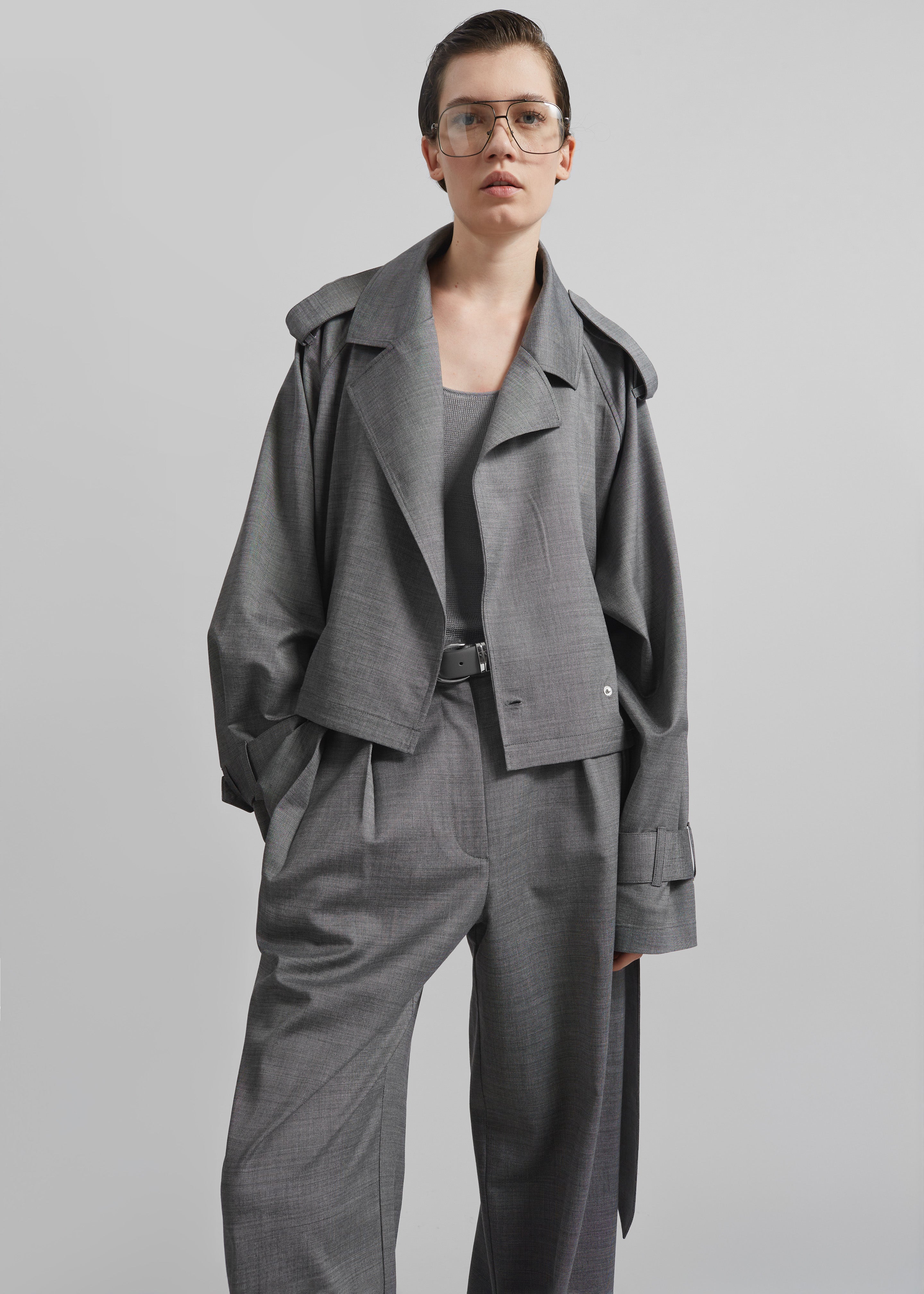 Simona Short Trench - Grey Melange - Image 5