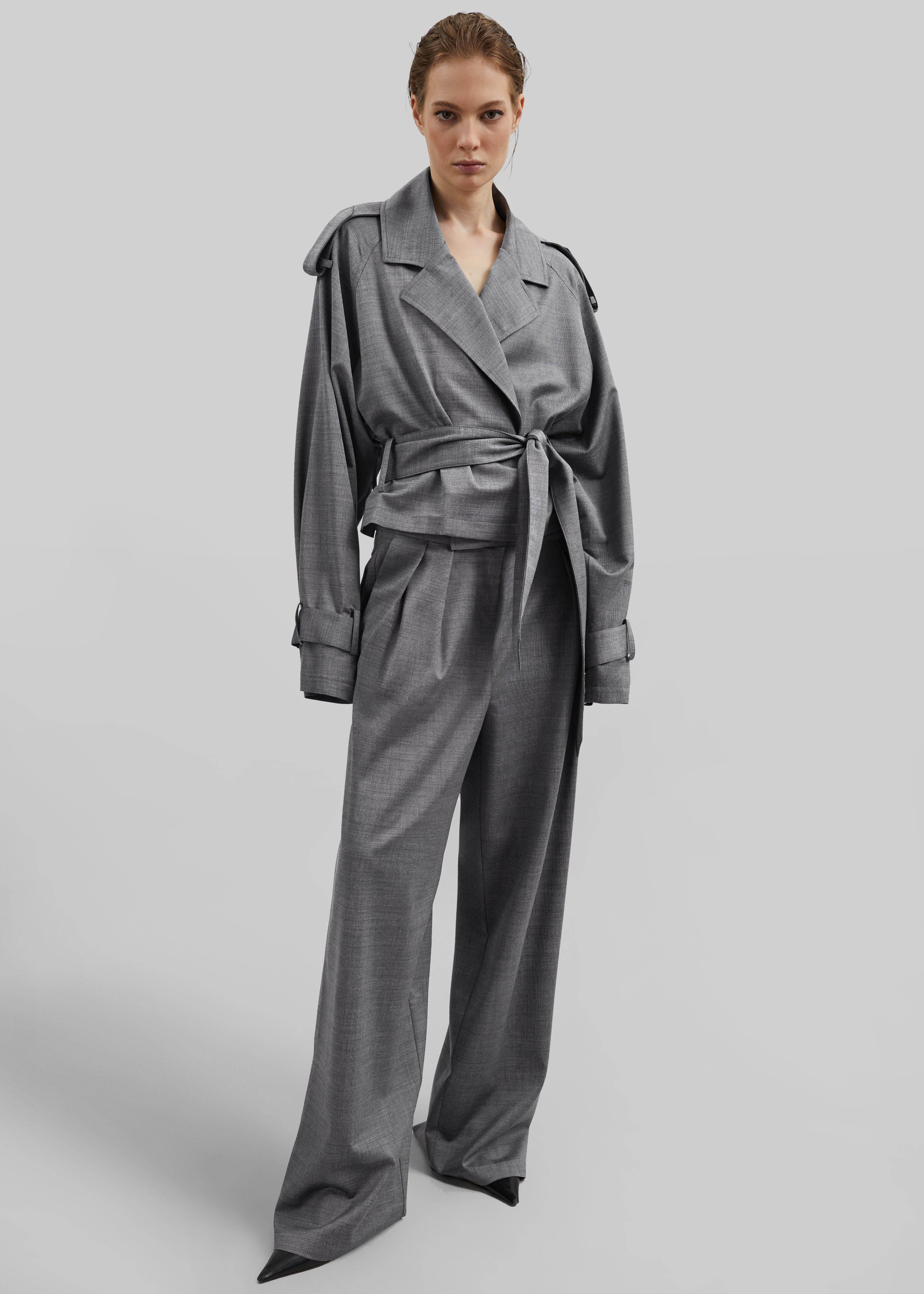 Simona Short Trench - Grey Melange - Image 8