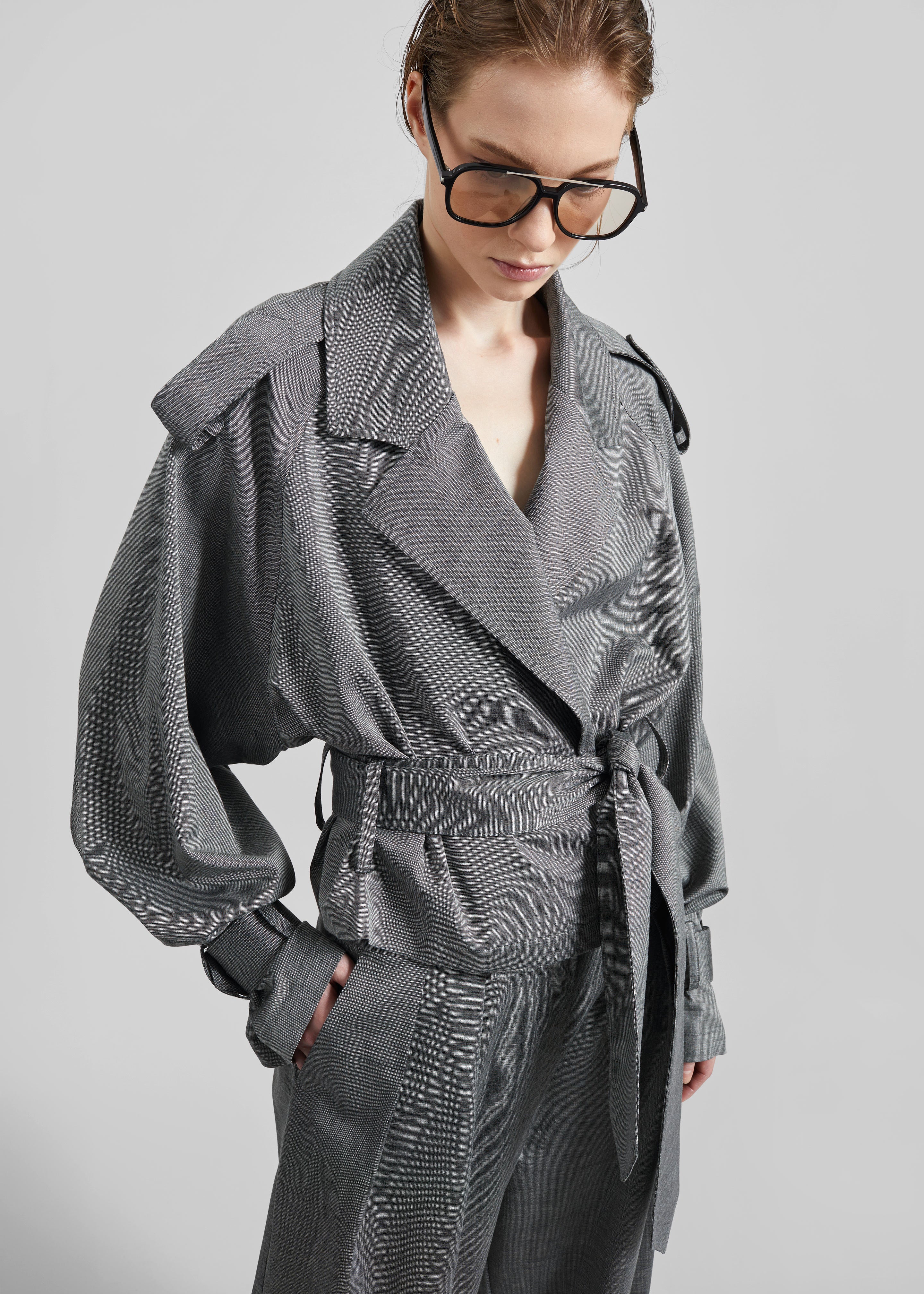 Simona Short Trench - Grey Melange - Image 9