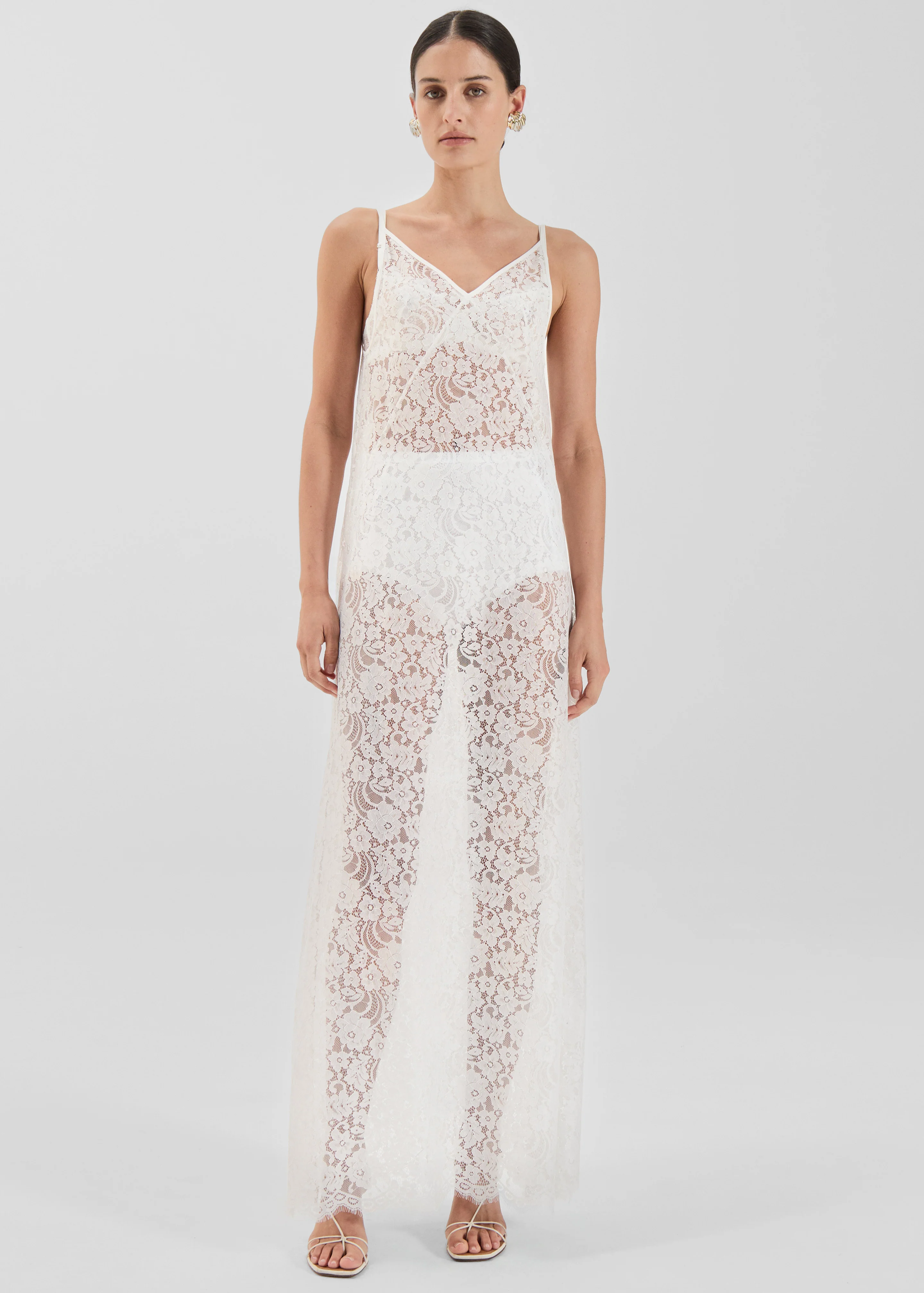 Solaqua Georgette Lace Dress - White