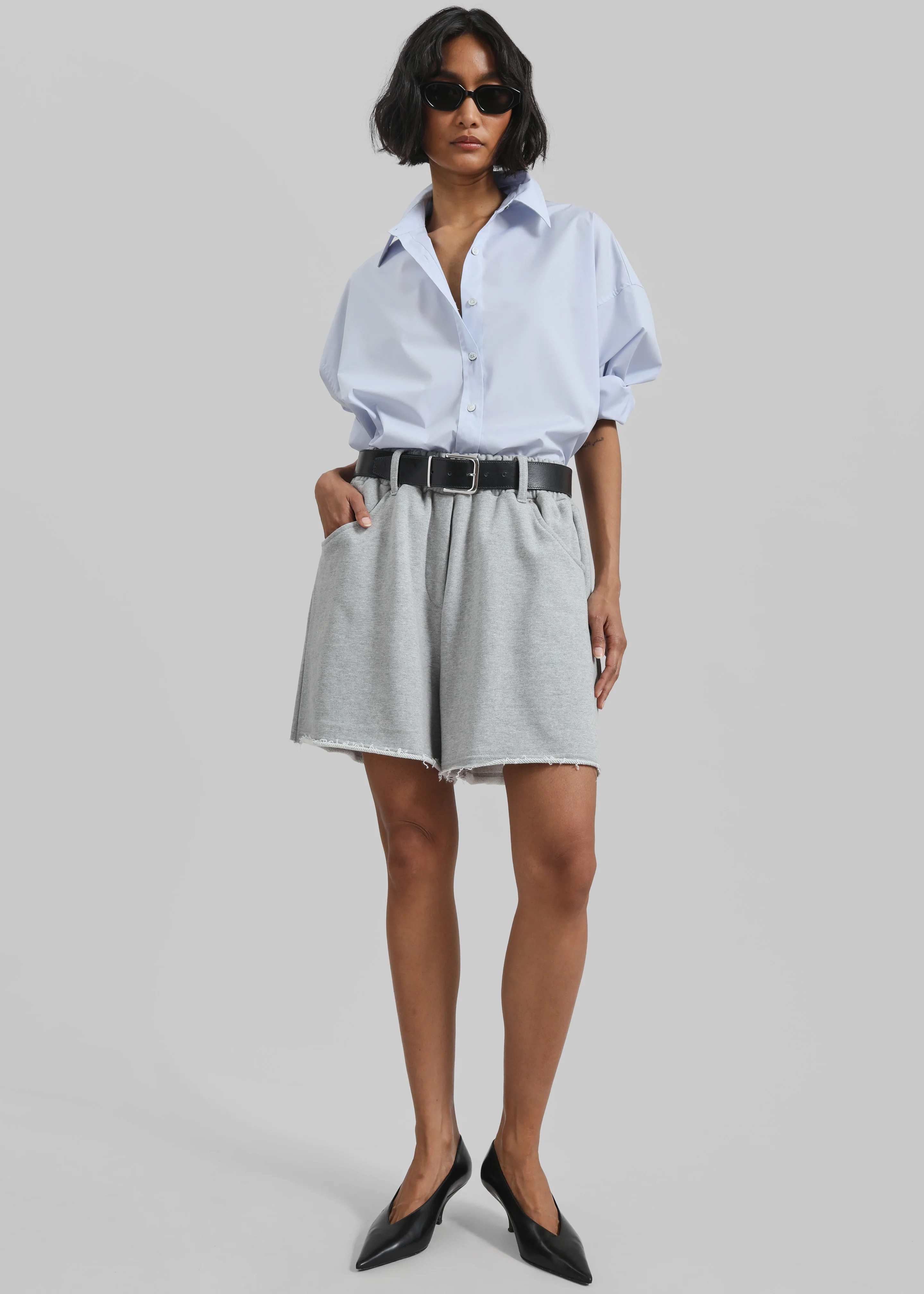Soria Cotton Shorts - Grey - Image 4
