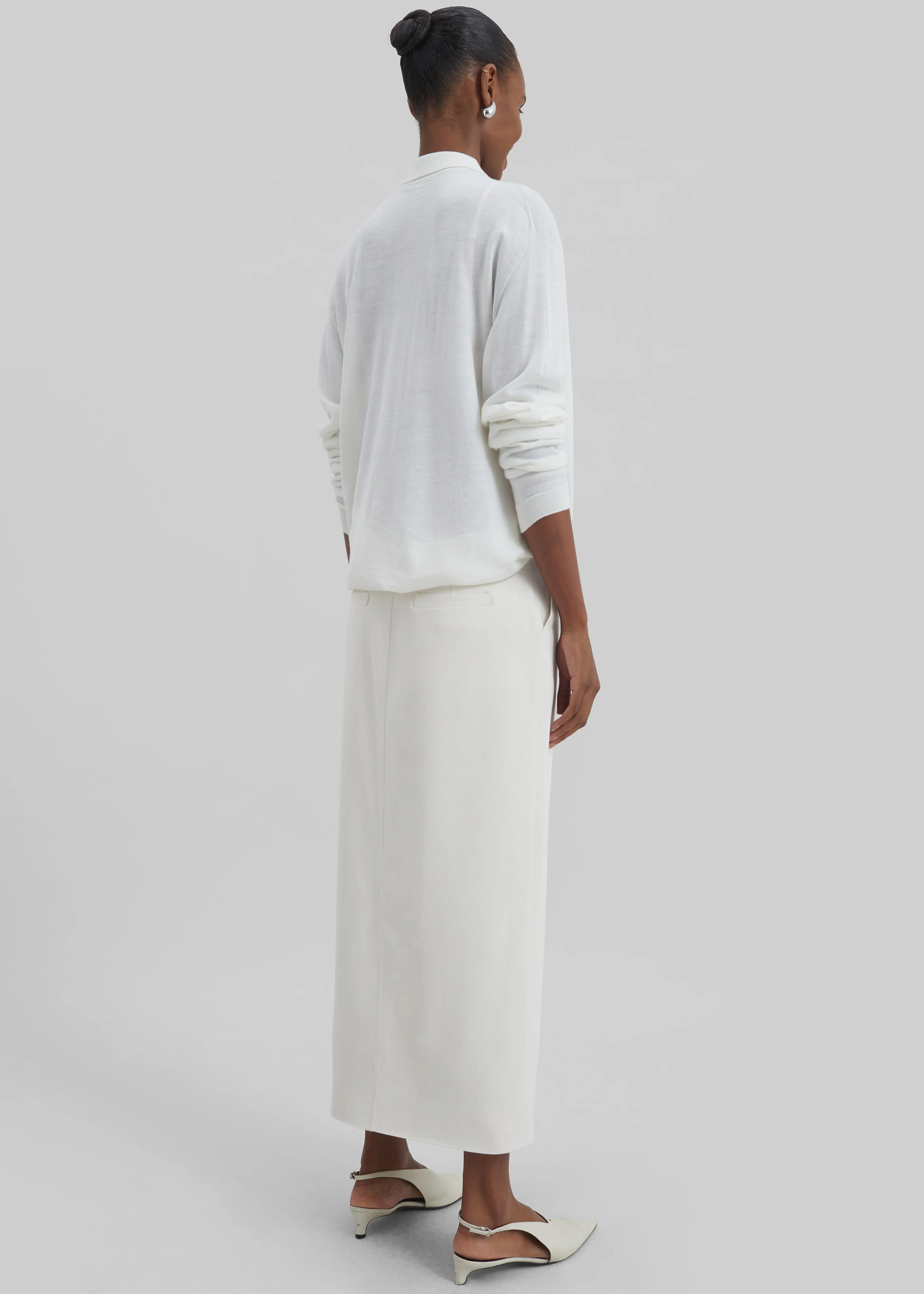 Tala Knit V-Neck Polo - White - Image 7
