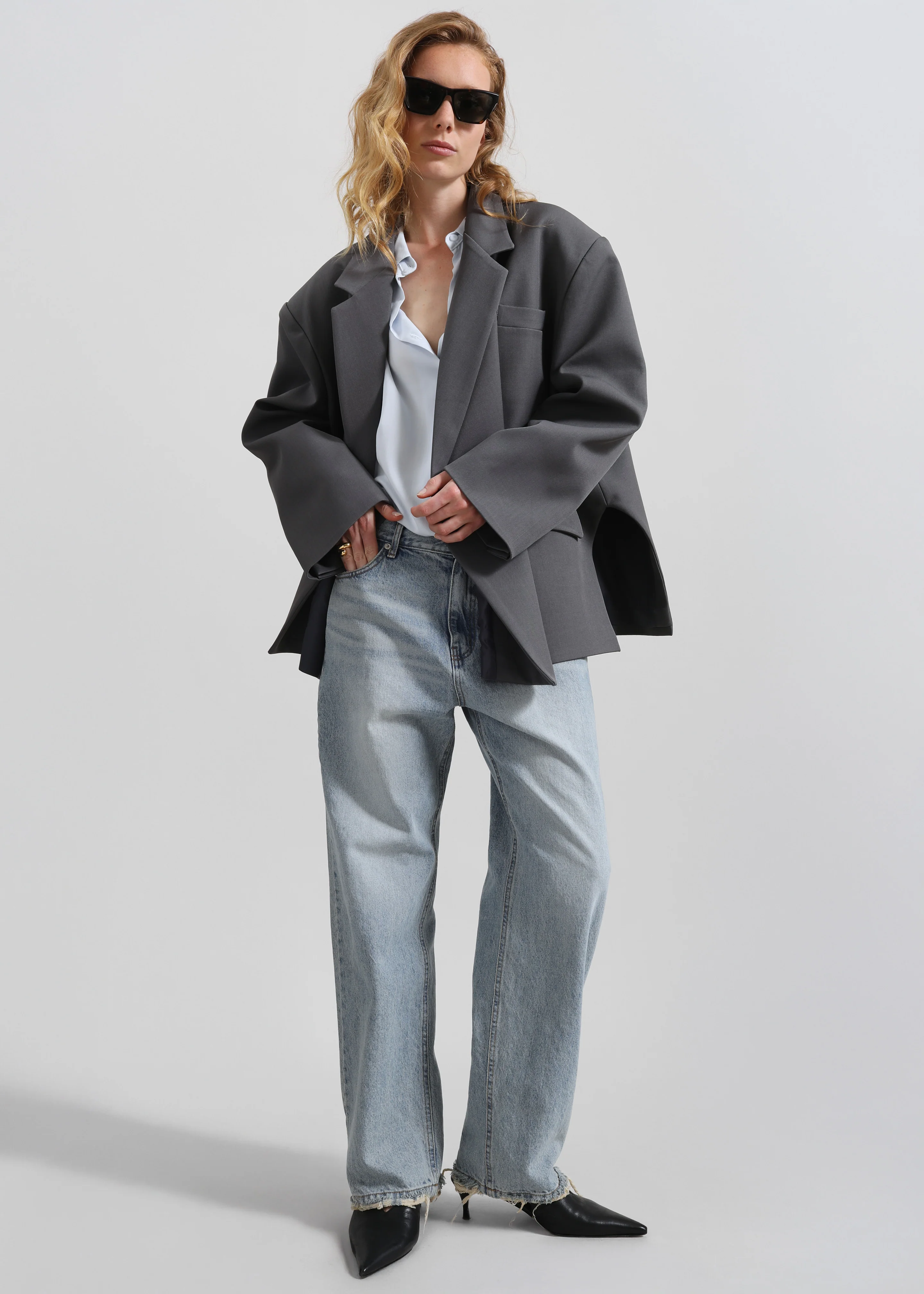 Tolmer Boxy Wrap Blazer - Storm Grey - Image 2