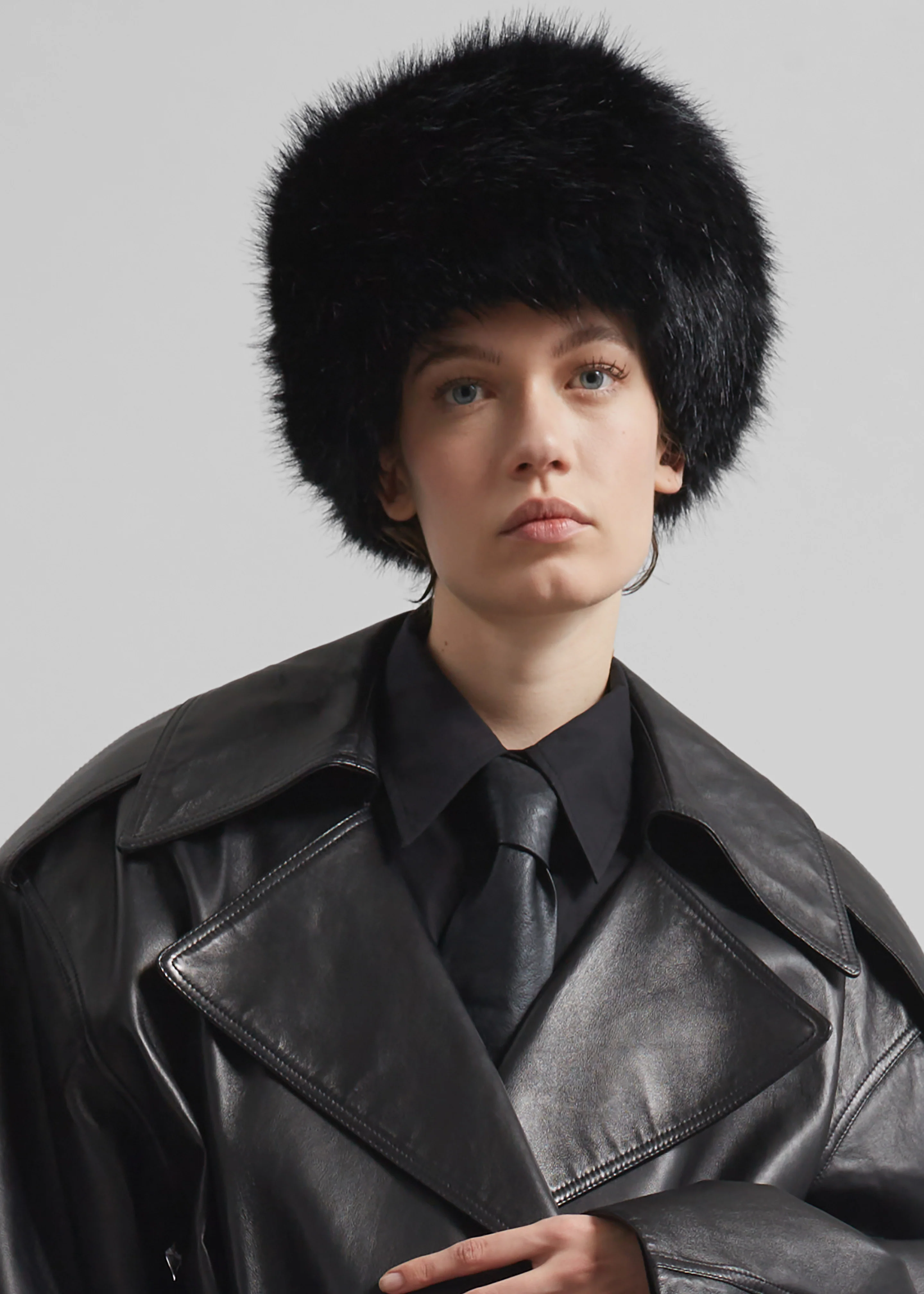 Umea Faux Fur Hat - Black - Image 6