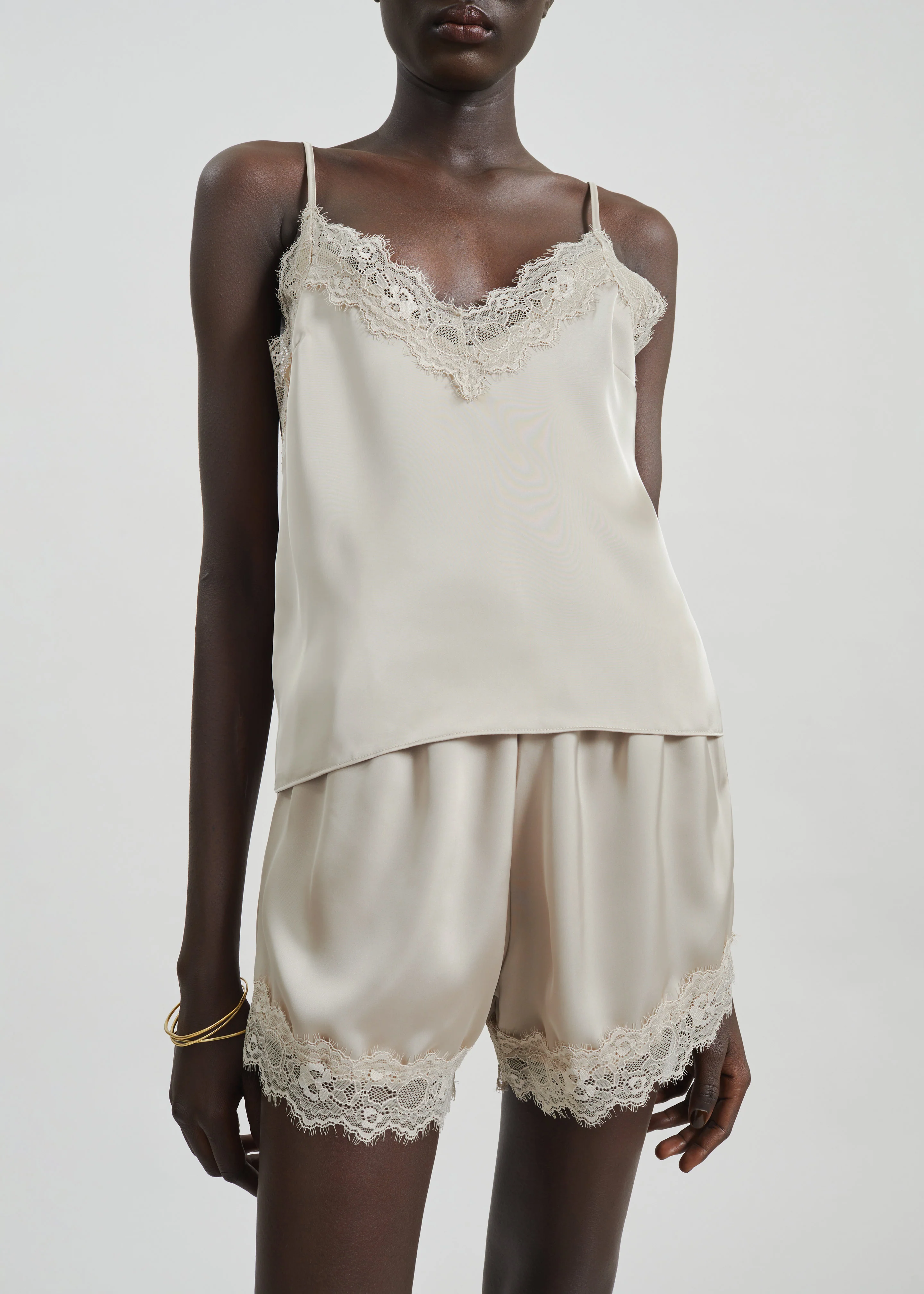 Varnell Satin Lace Top - Beige - Image 2