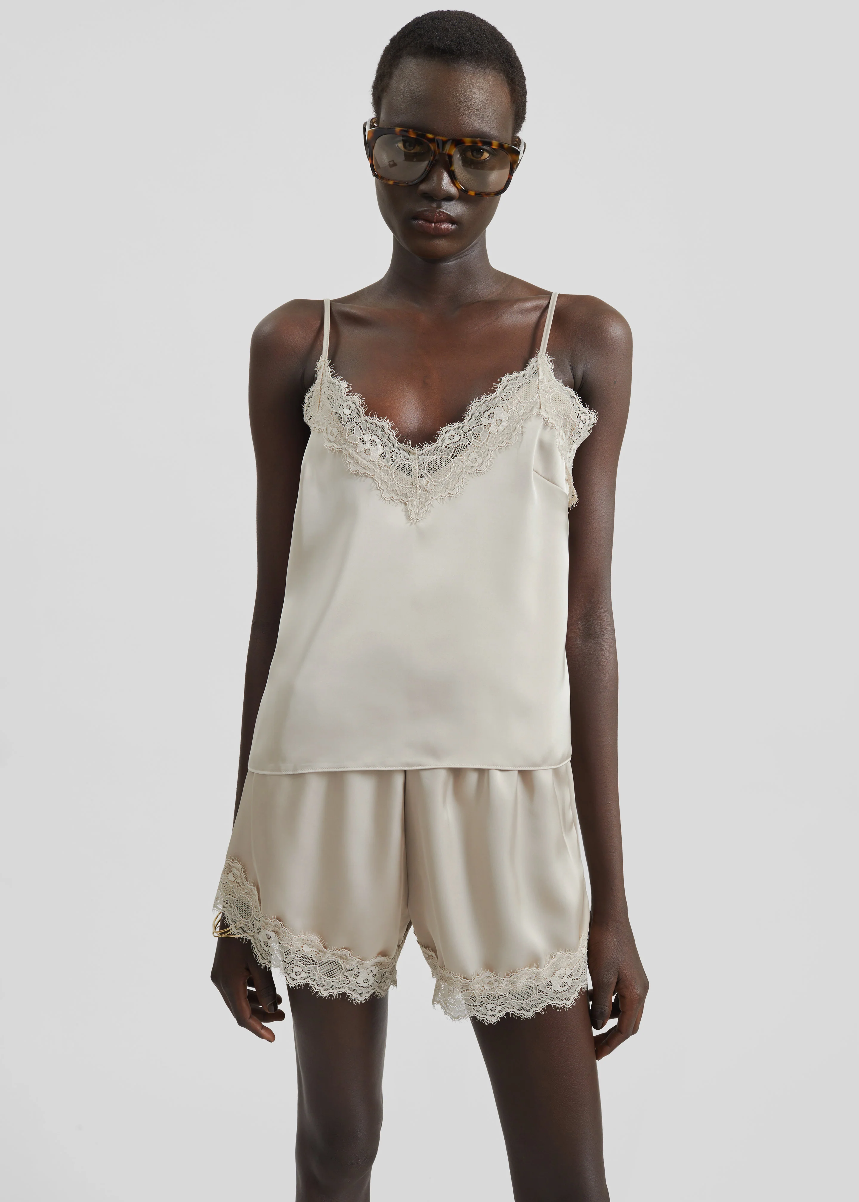 Varnell Satin Lace Top - Beige - Image 5