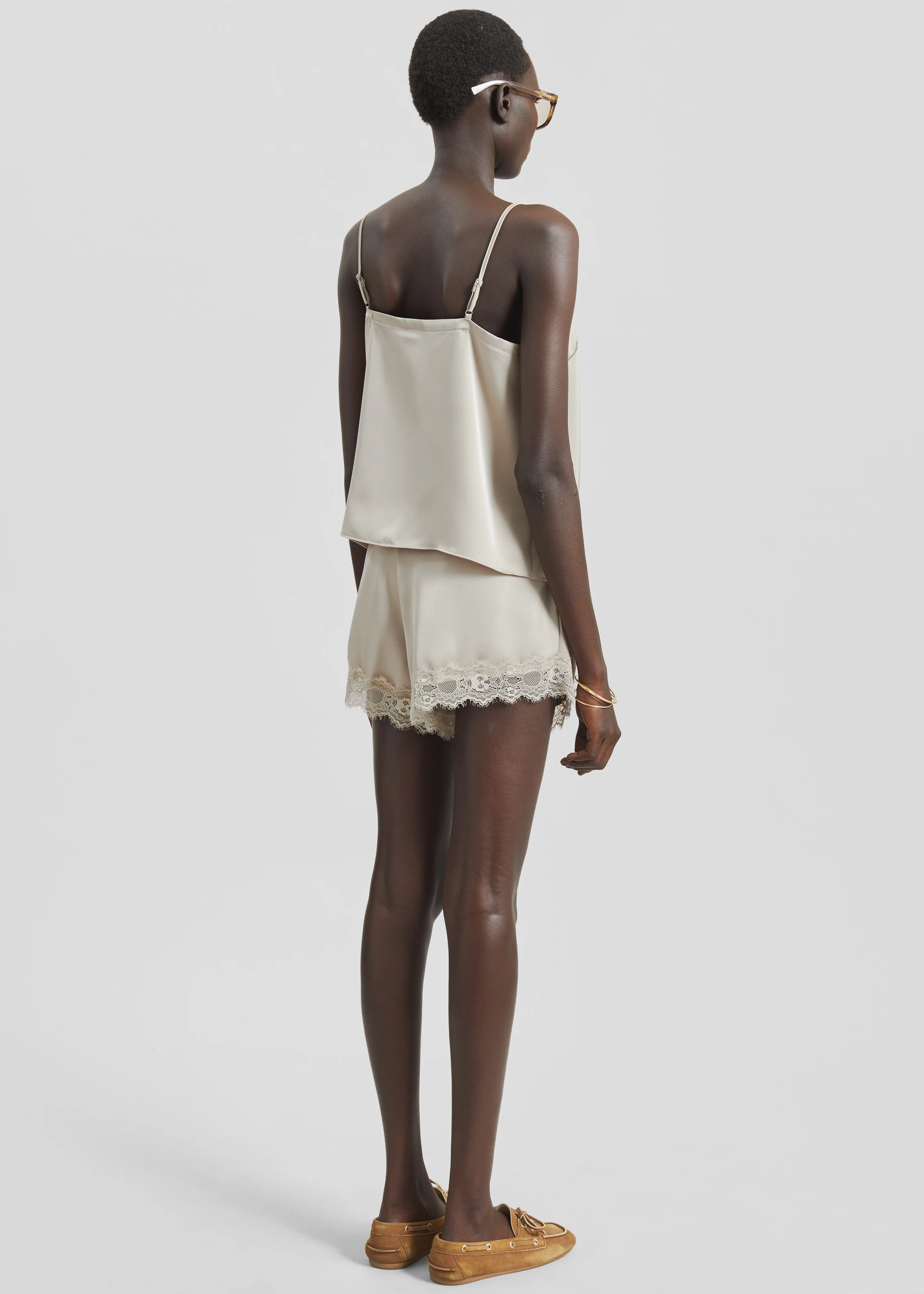 Varnell Satin Lace Top - Beige - Image 7