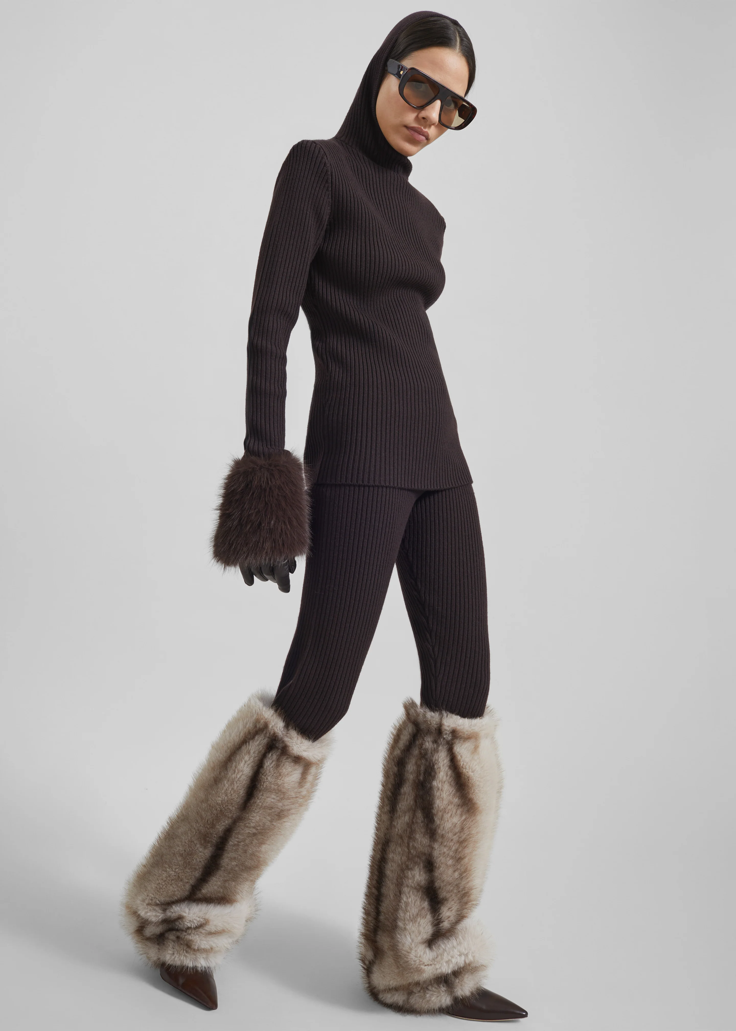 Vetta Faux Fur Leg Warmers - Grey