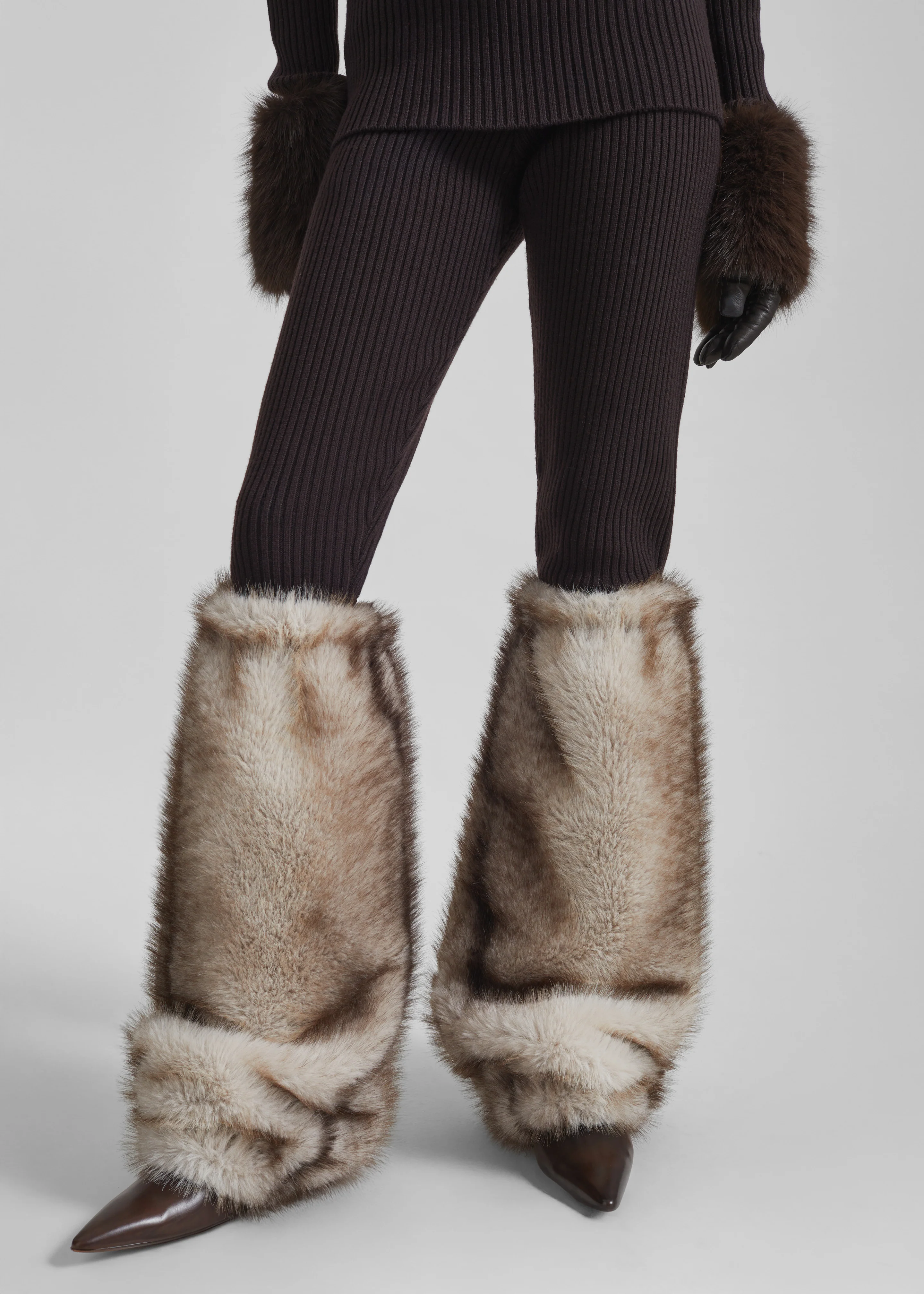 Vetta Faux Fur Leg Warmers - Grey - Image 2