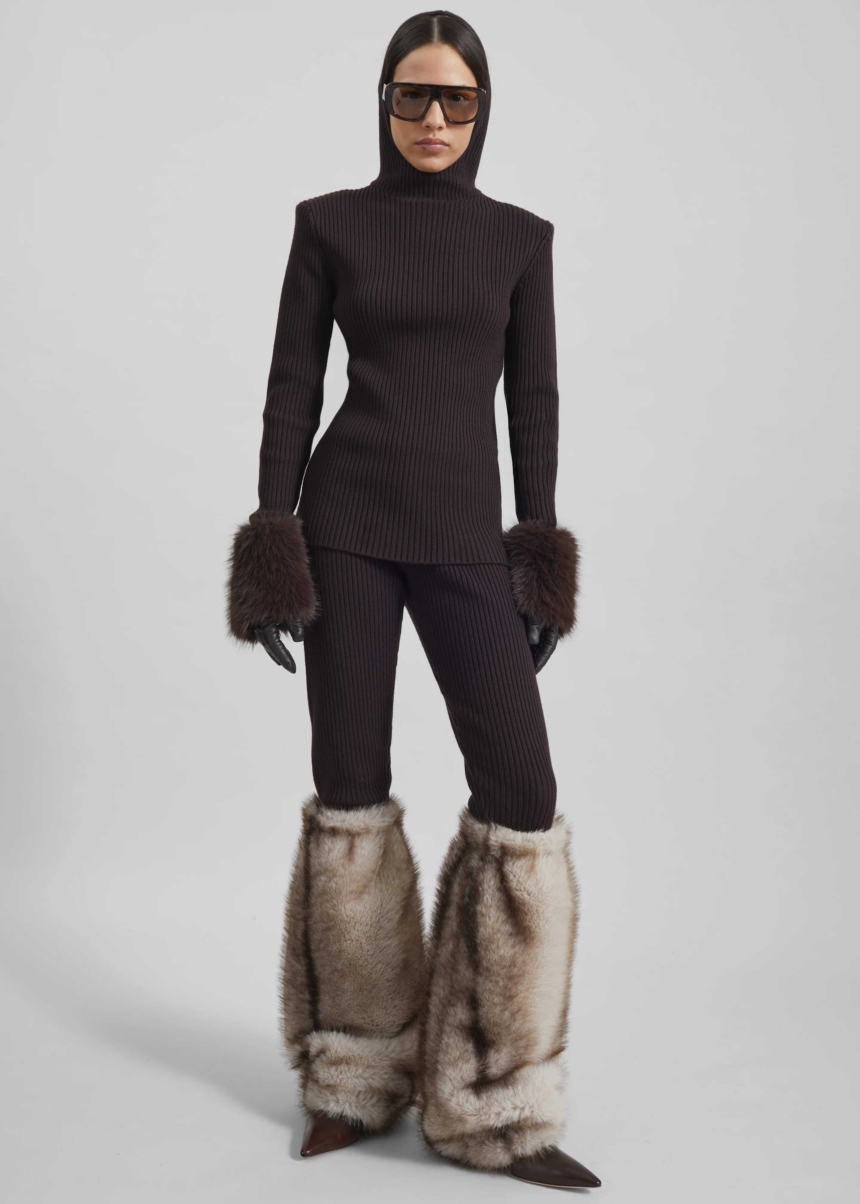 Vetta Faux Fur Leg Warmers - Grey - Image 4