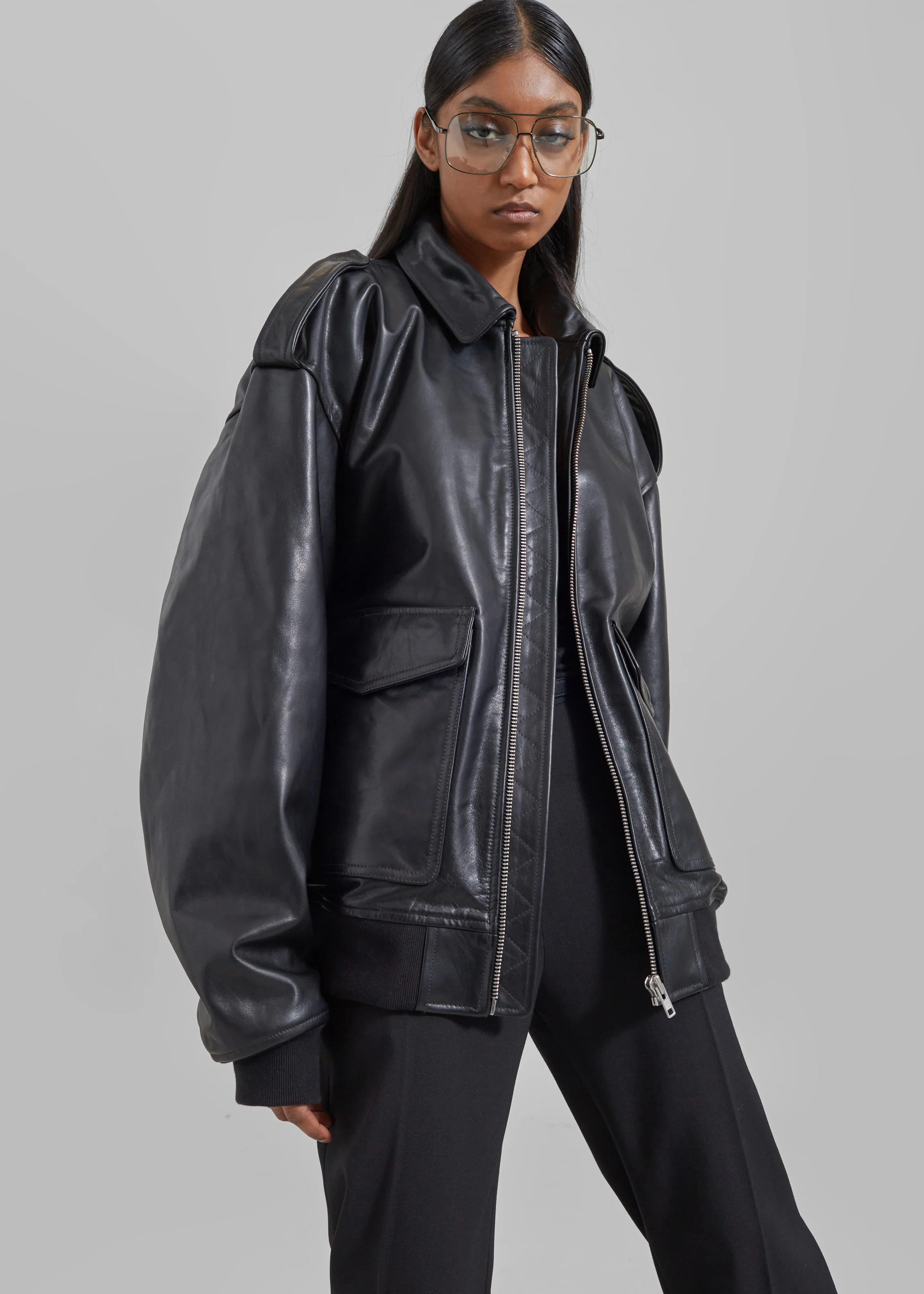Viper Leather Jacket - Black - Image 10