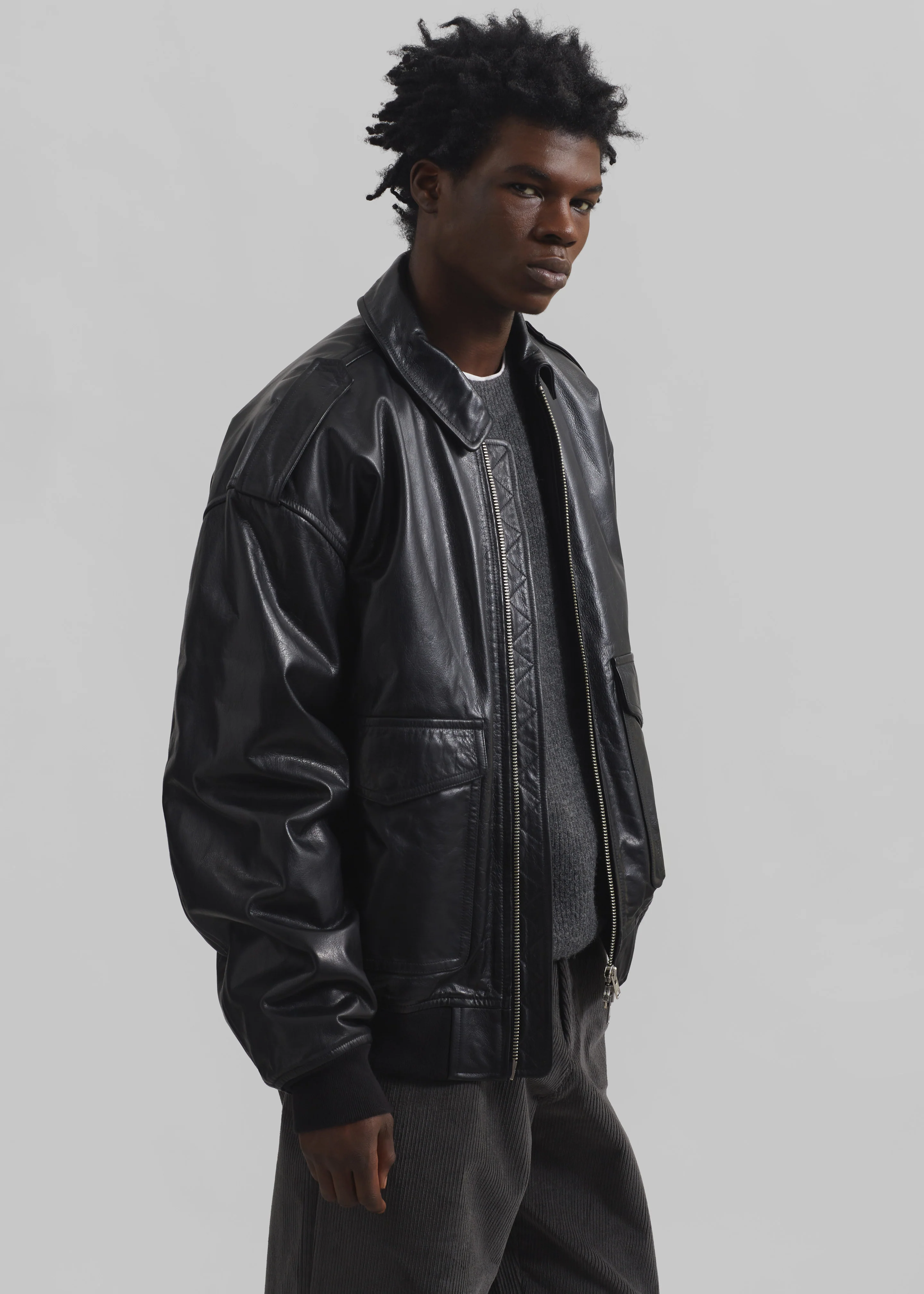 Viper Leather Jacket - Black - Image 15