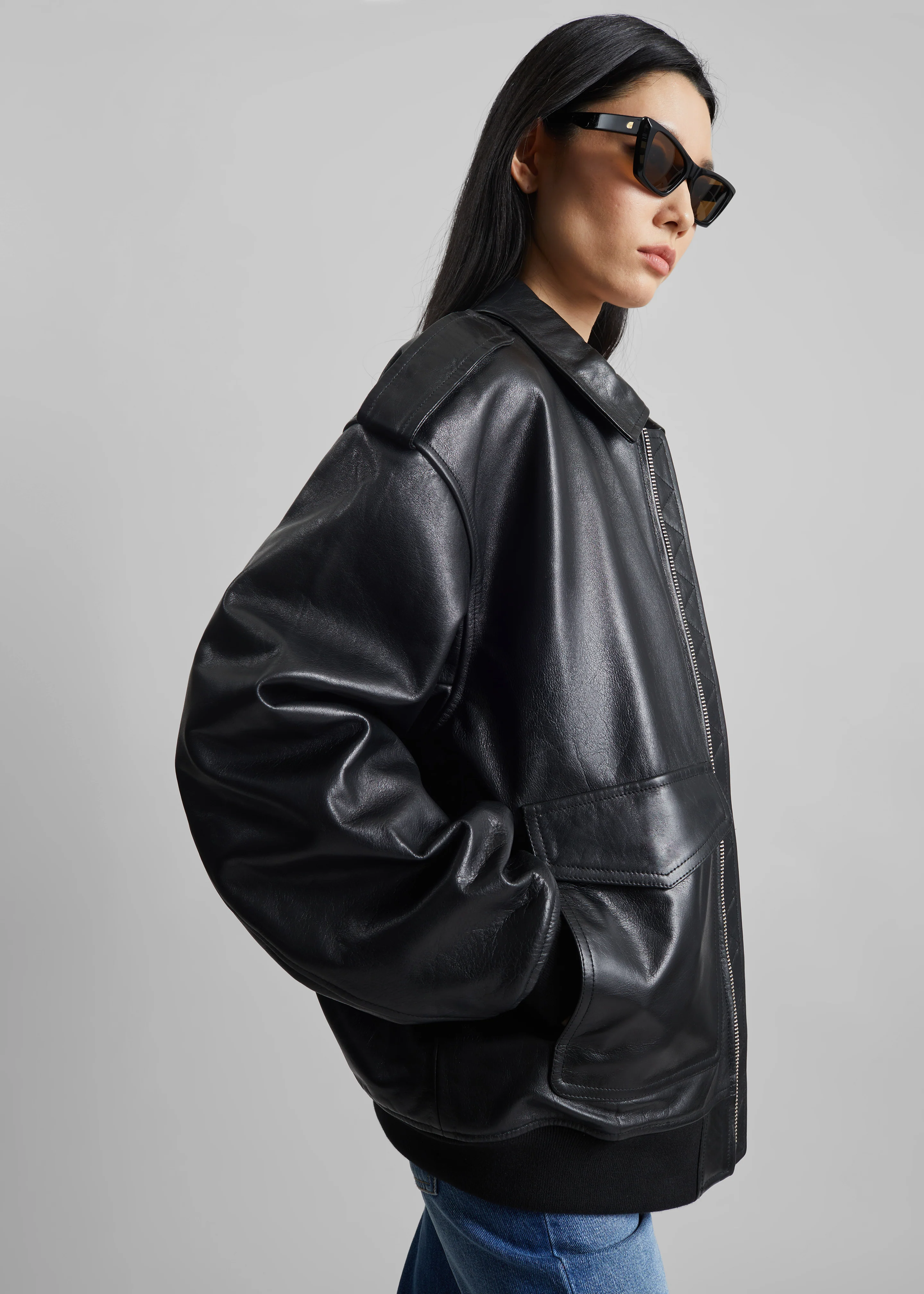Viper Leather Jacket - Black - Image 19