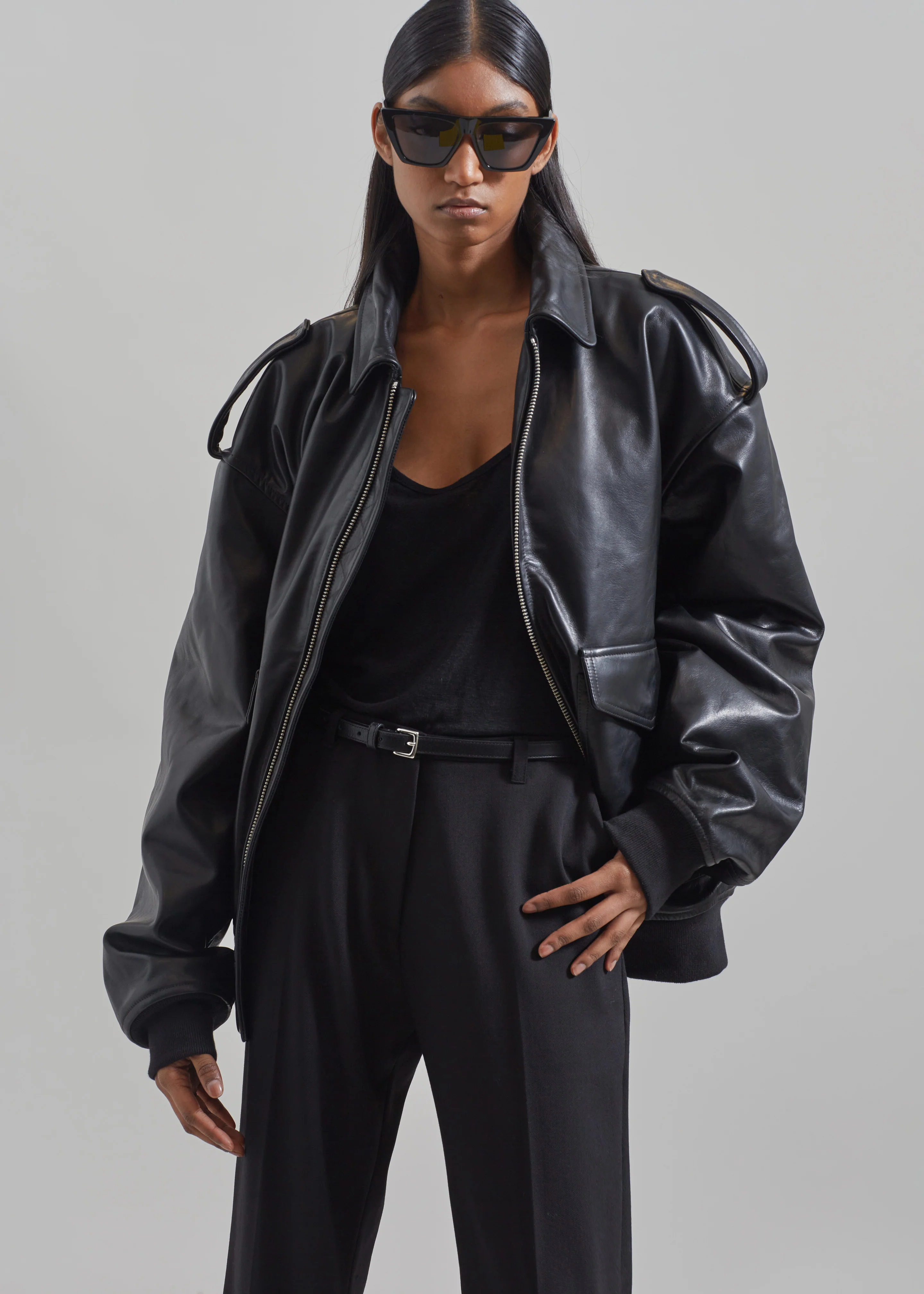 Viper Leather Jacket - Black - Image 4