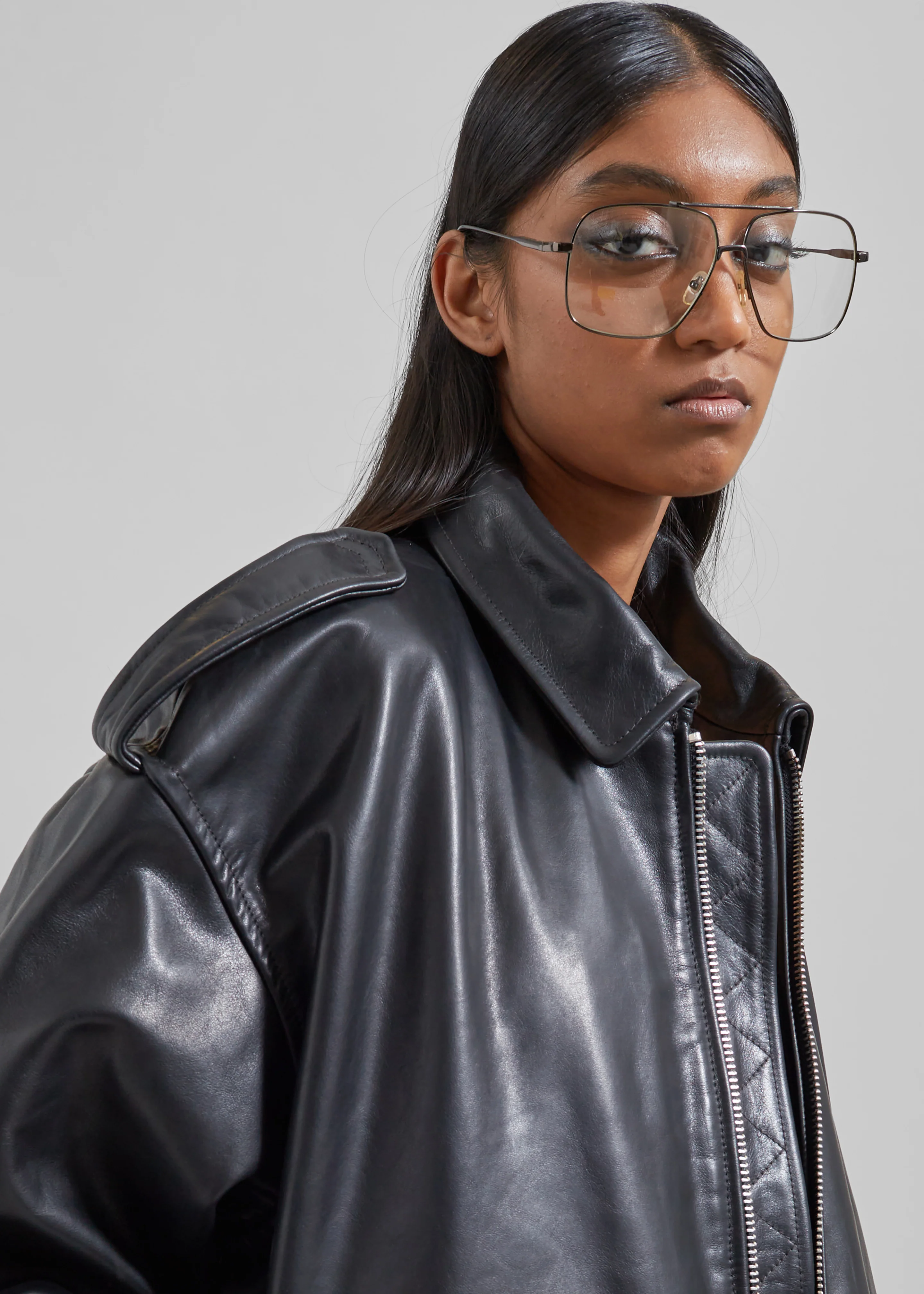 Viper Leather Jacket - Black - Image 5