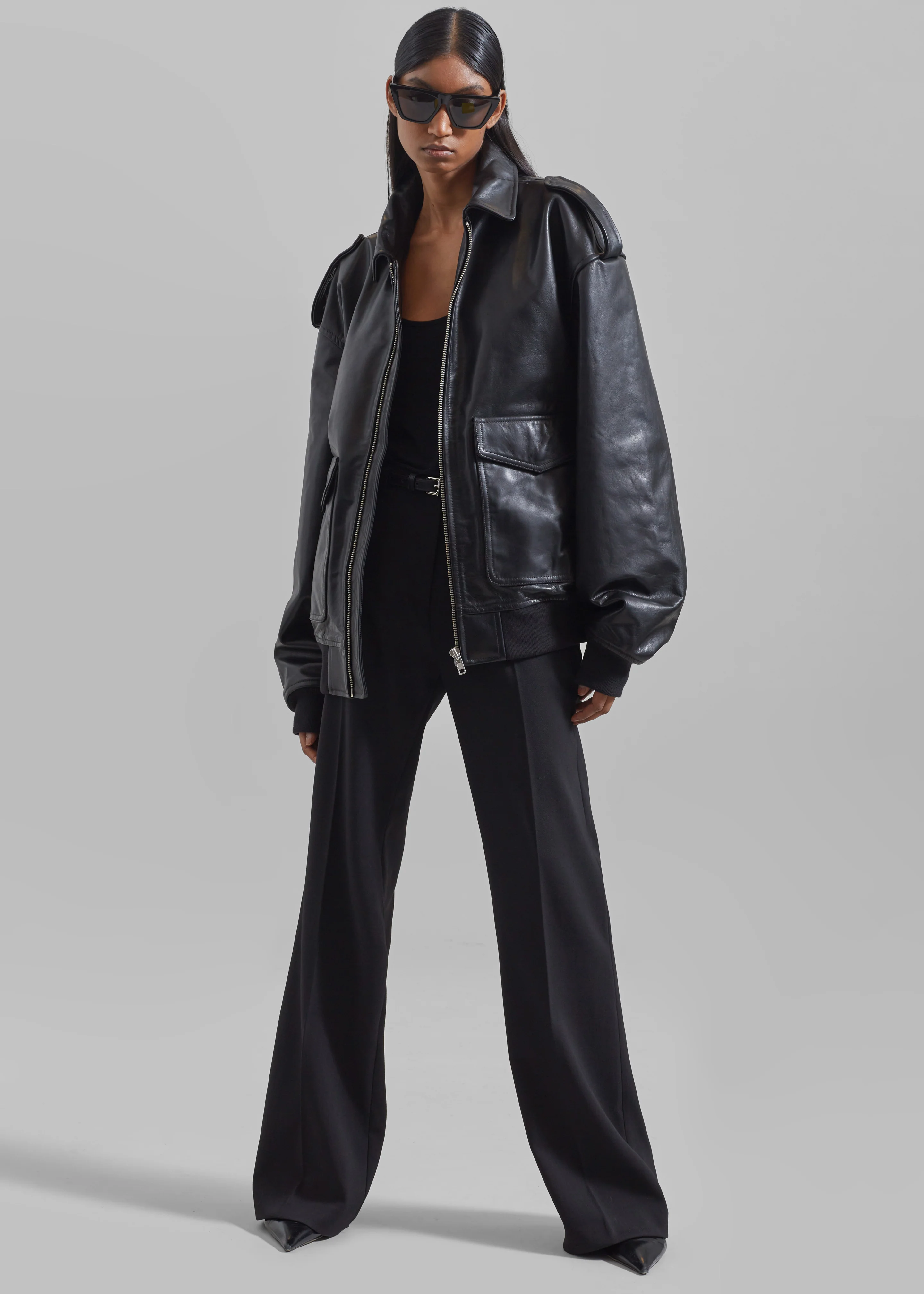 Viper Leather Jacket - Black - Image 6