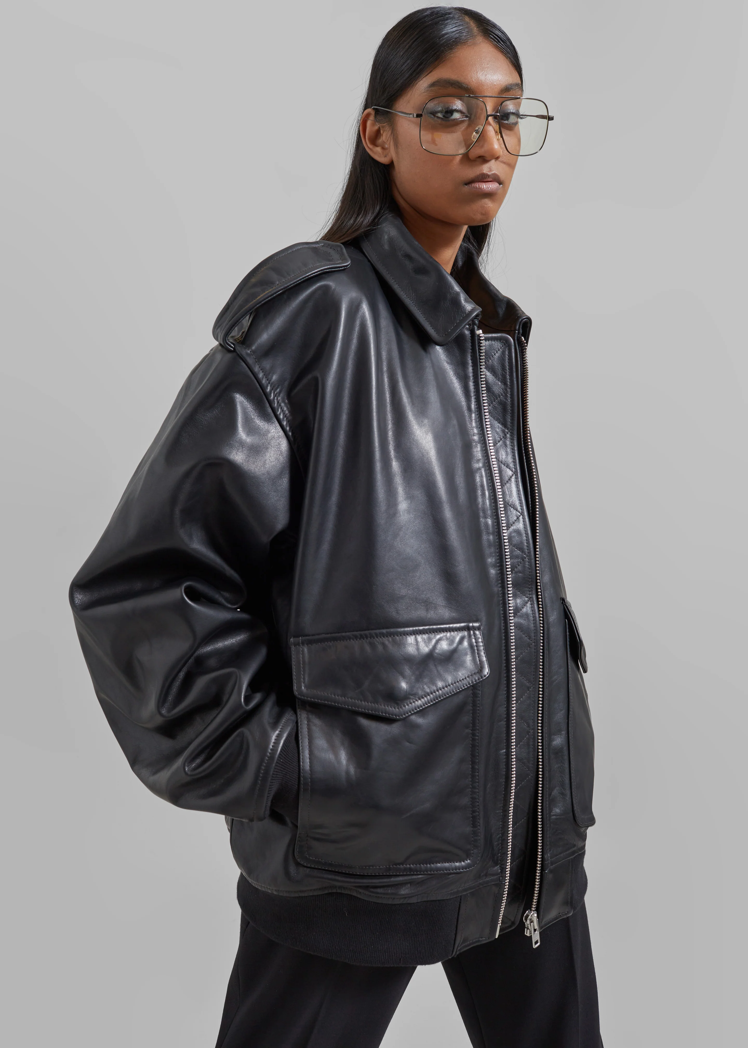 Viper Leather Jacket - Black - Image 7