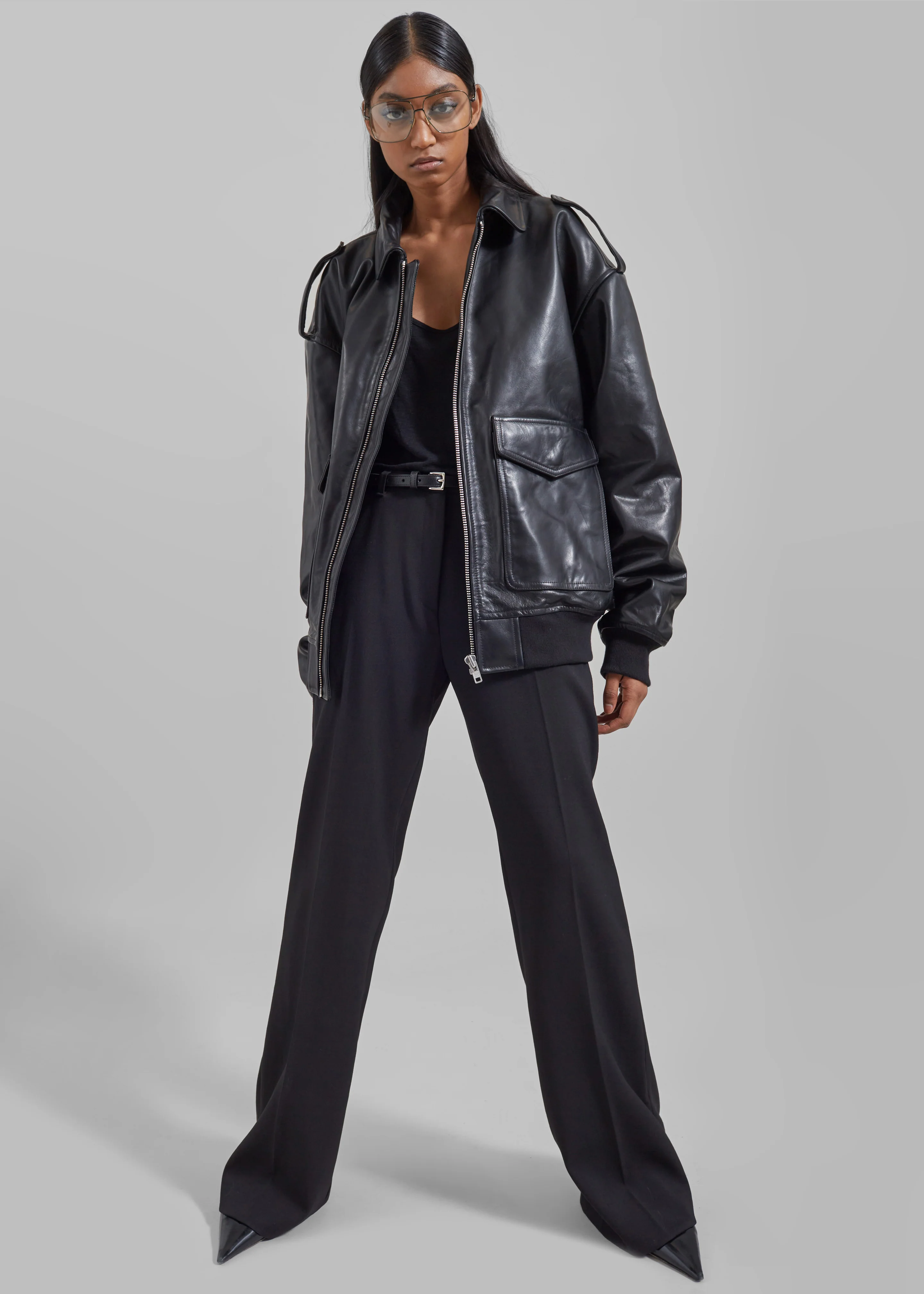 Viper Leather Jacket - Black - Image 8