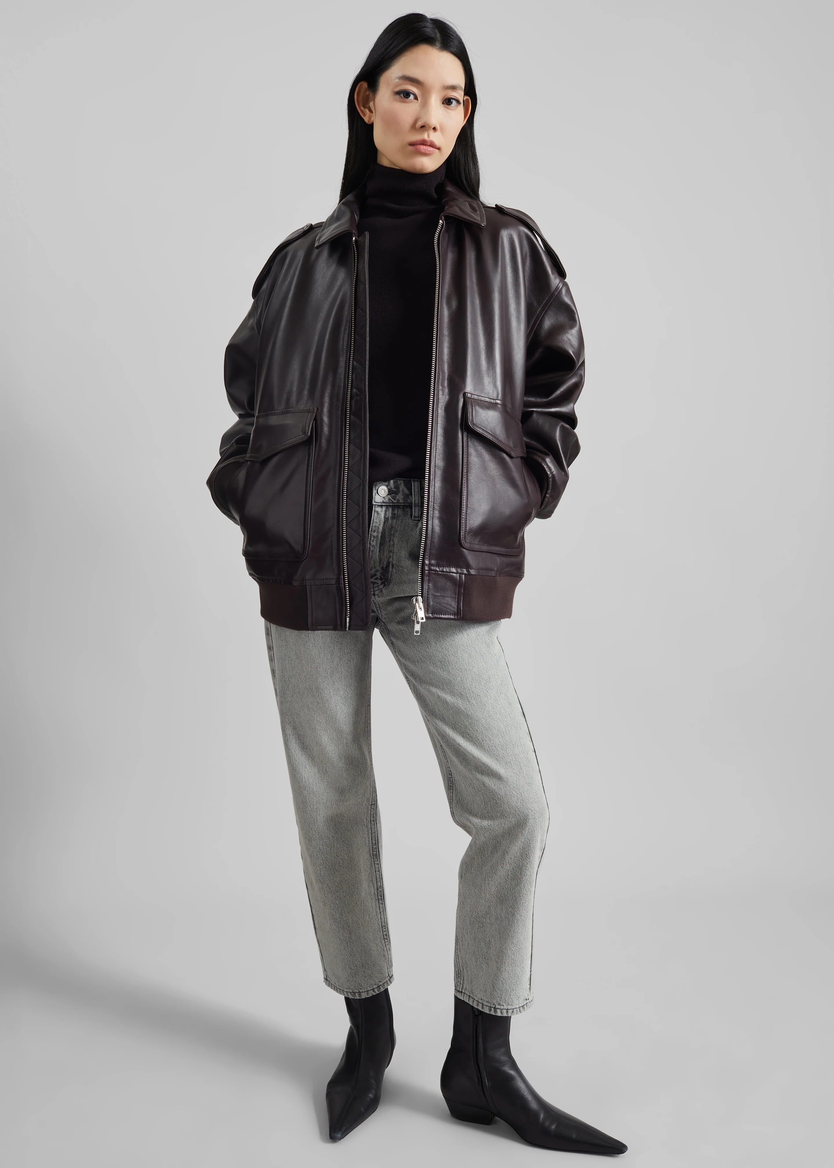 Viper Leather Jacket - Dark Plum - Image 16
