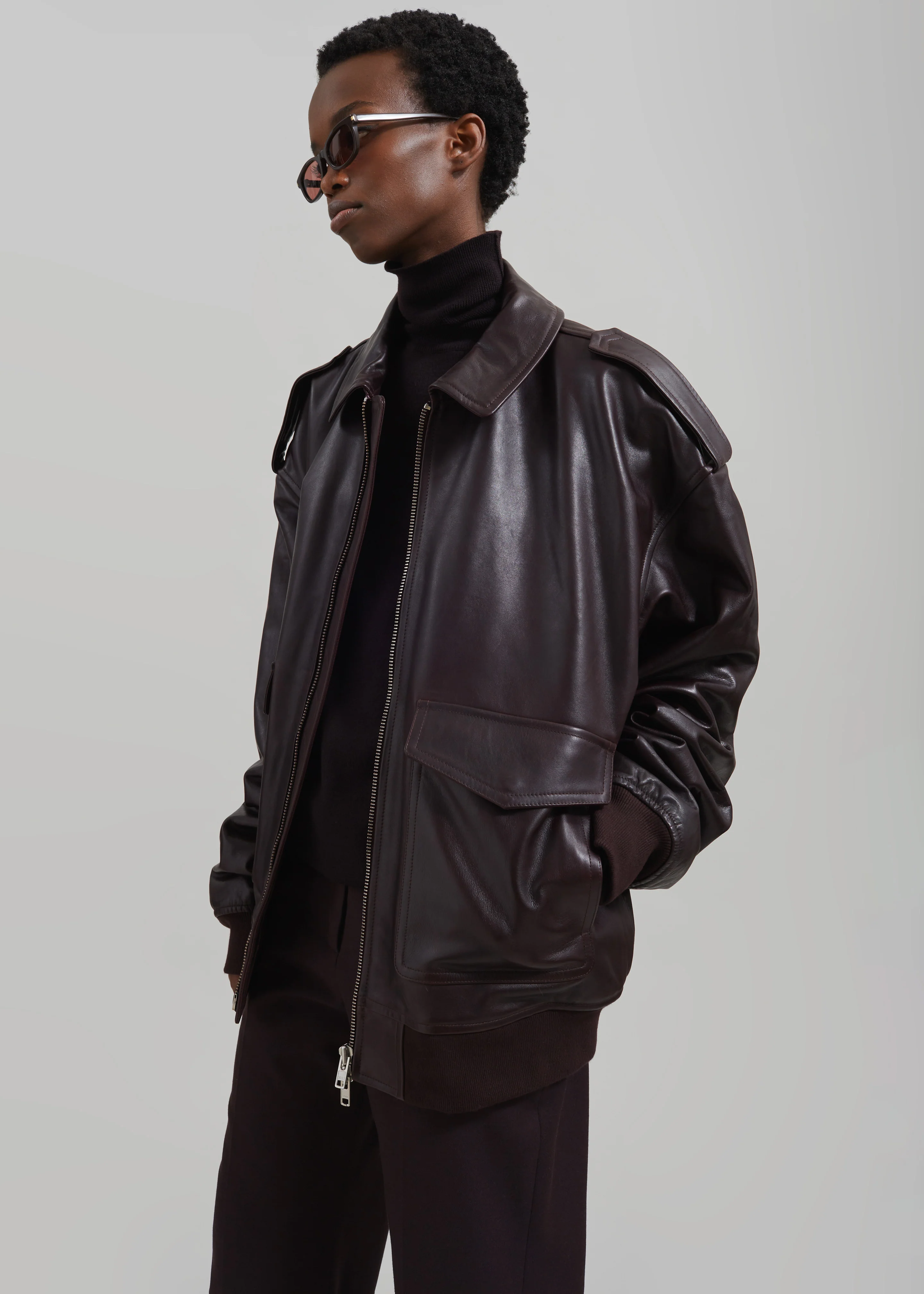 Viper Leather Jacket - Dark Plum - Image 2